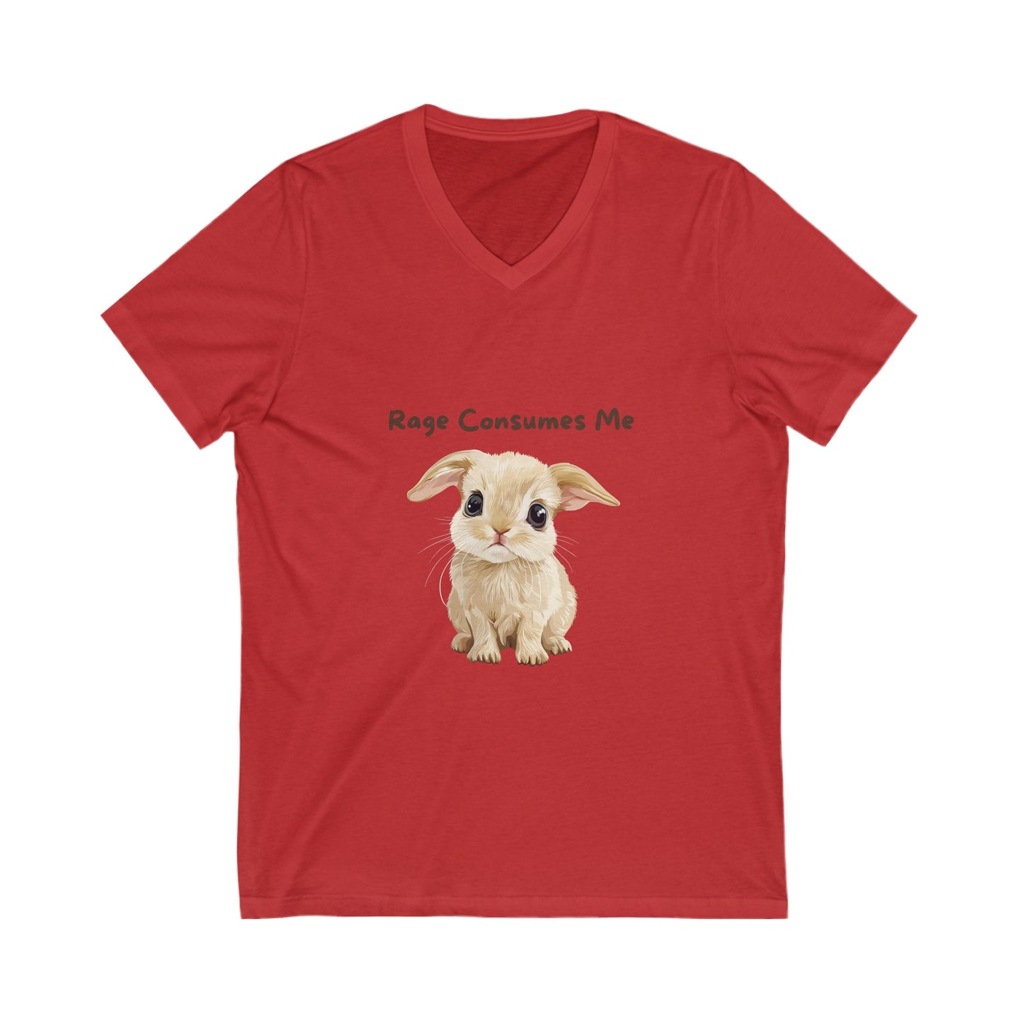 Rage Consumes Me Bunny V-Neck T-Shirt | Cute Ironic Animal Unisex Tee