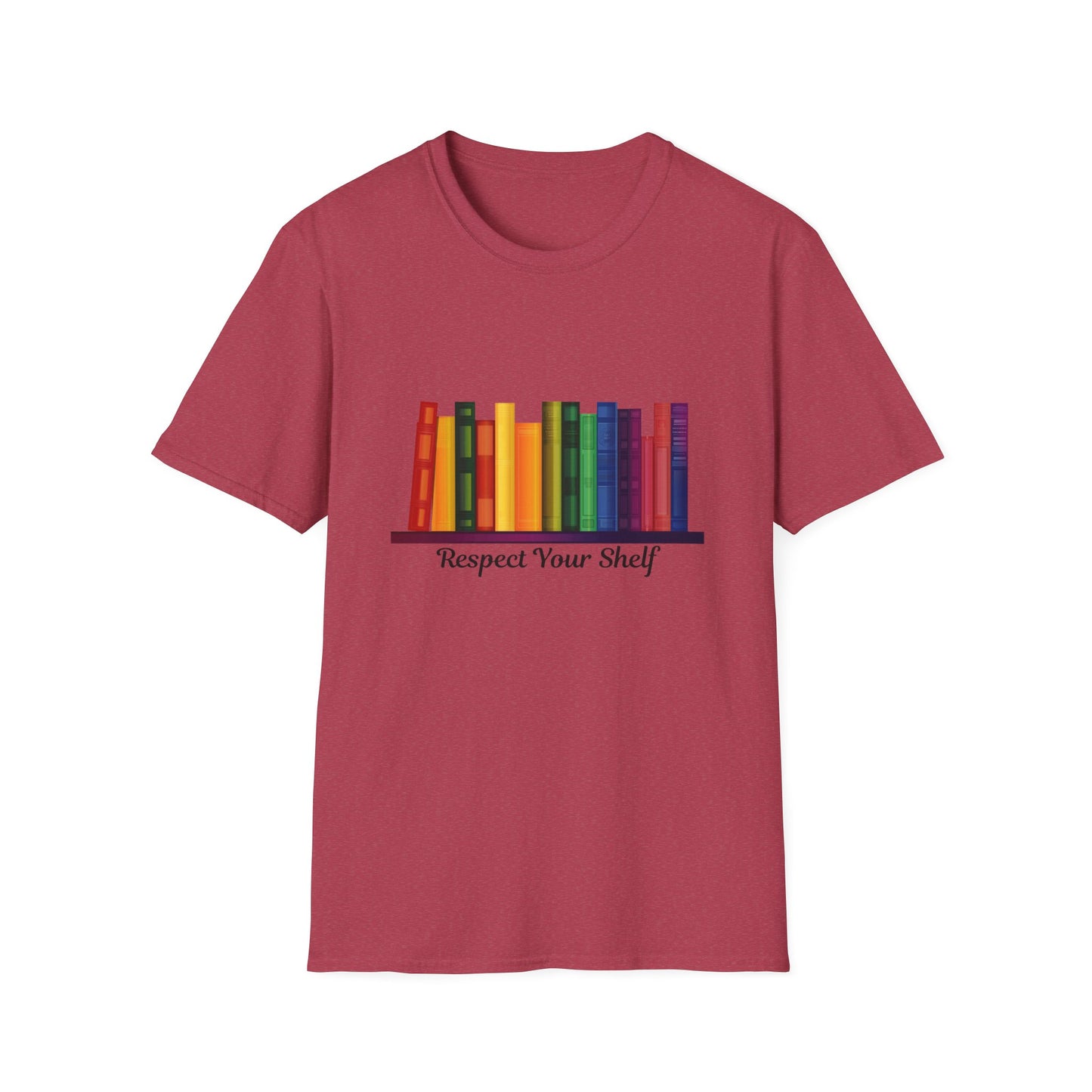 Respect Your Shelf Pride Bookshelf T-Shirt | Cute Bookworm Gift