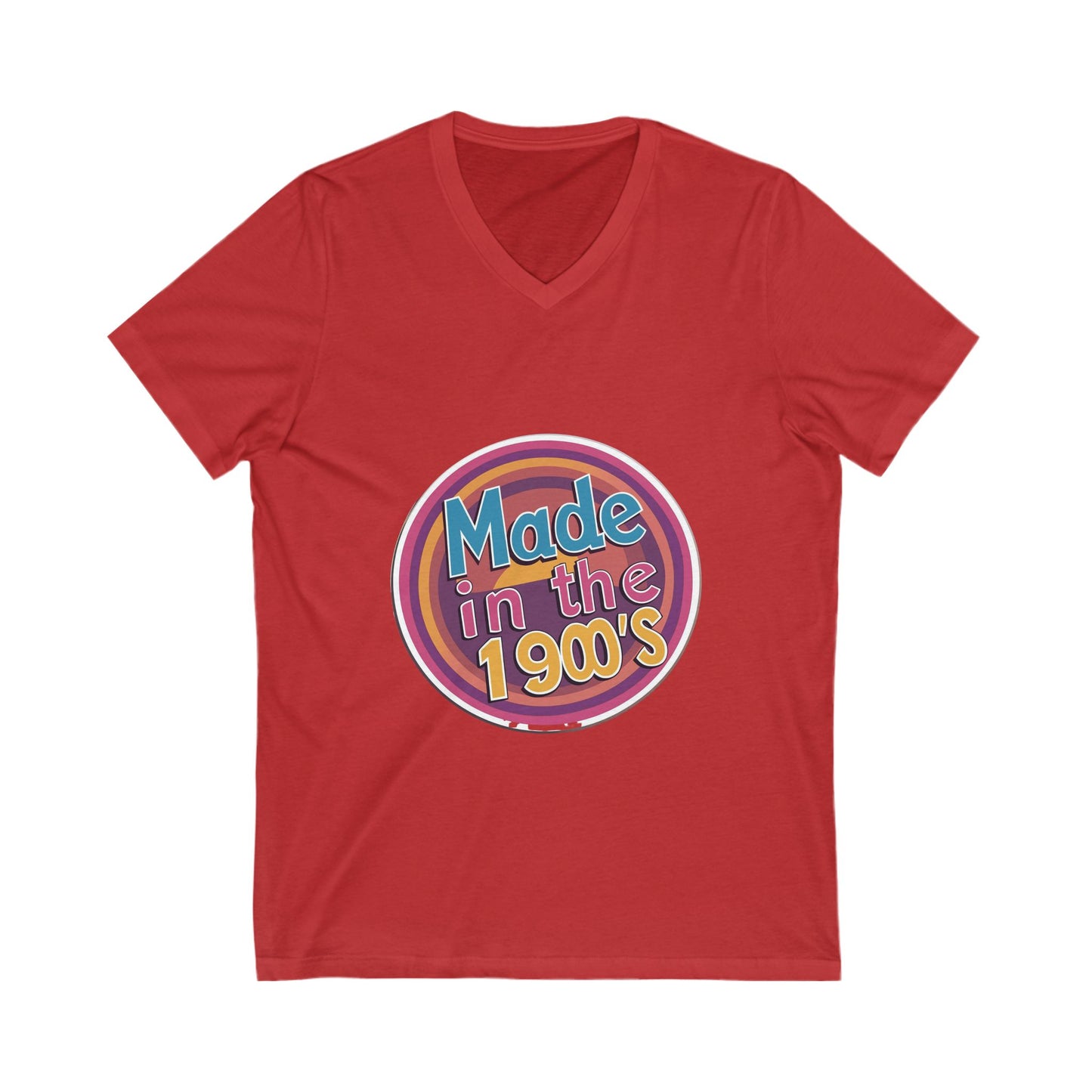 Made in the 1900's Retro V-Neck T-Shirt | Vintage Birthday Design | Neon Circle Pride