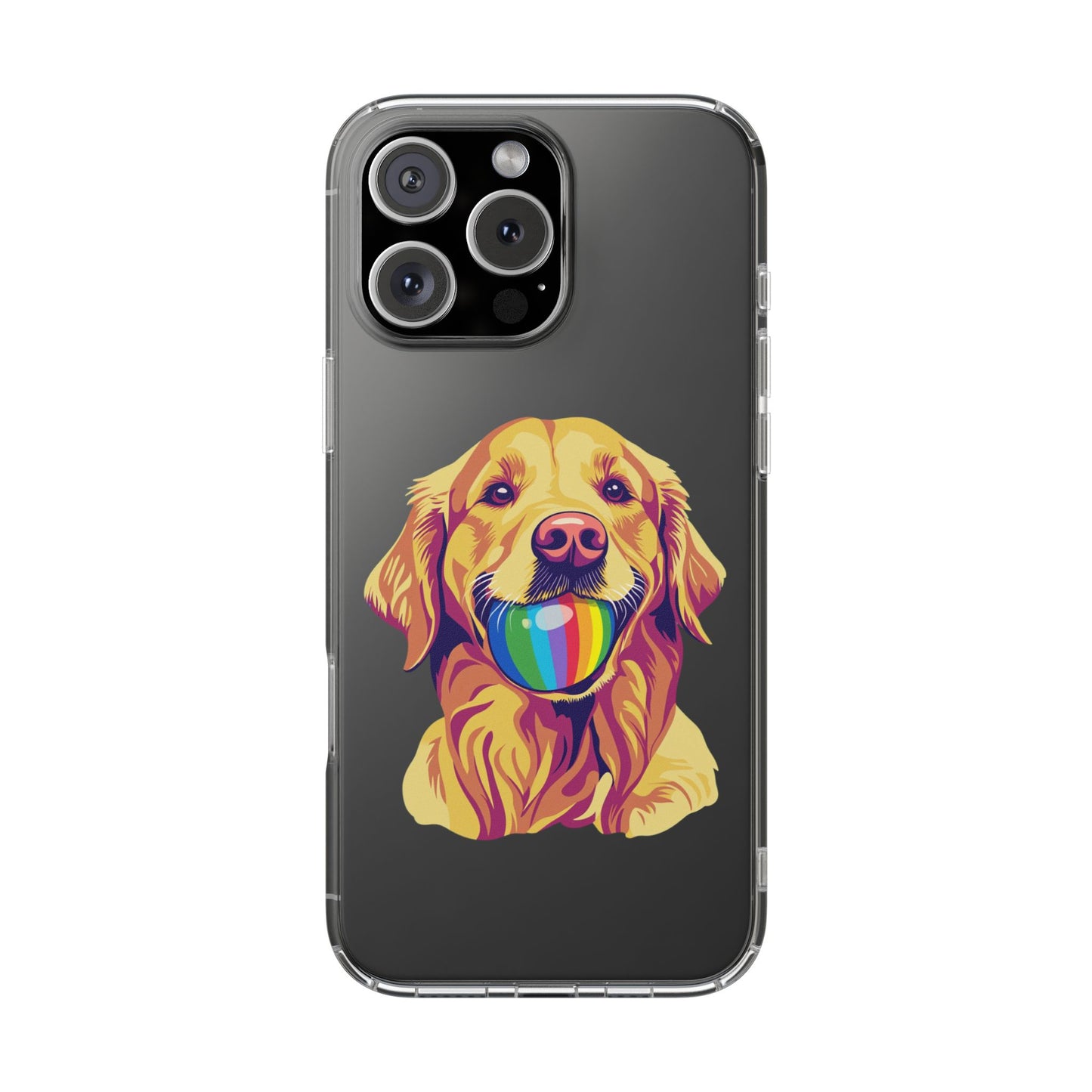 Rainbow Ball Golden Retriever Clear Phone Case | LGBTQ+ Pride Pet Lover Gift