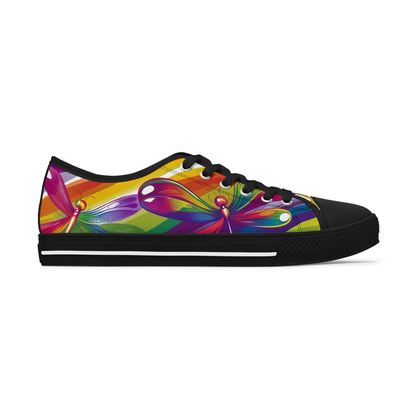 Rainbow Dragonfly Pride Low Top Sneakers | LGBTQ+ Canvas Shoes
