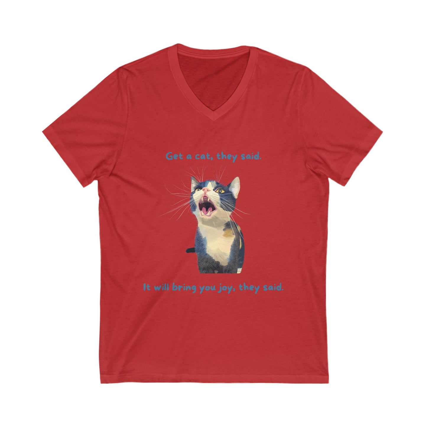 Sarcastic Cat V-Neck T-Shirt | Funny Pet Owner Gift | Grey Unisex Tee