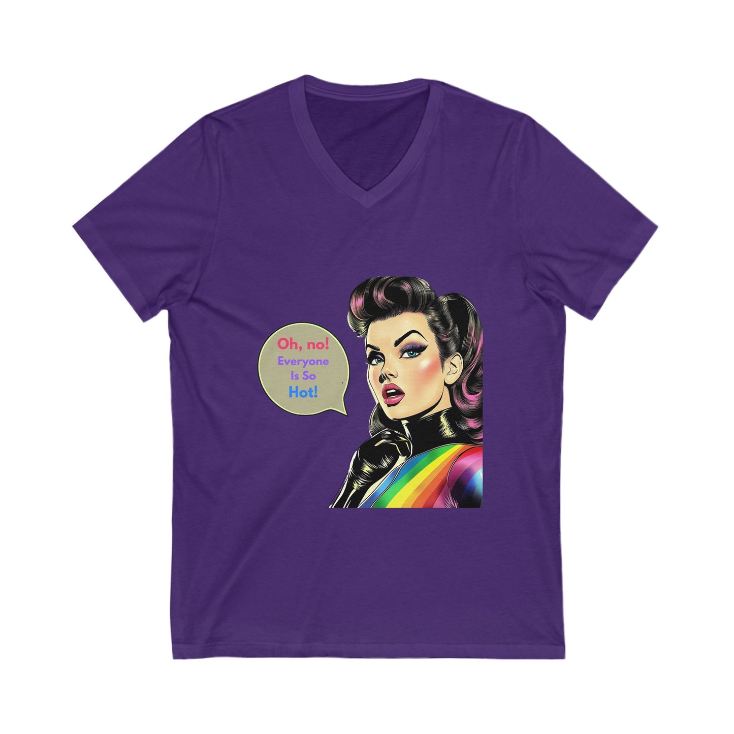 Retro Pop Art LGBTQ+ Rainbow V-Neck Tee | Pride Fashion