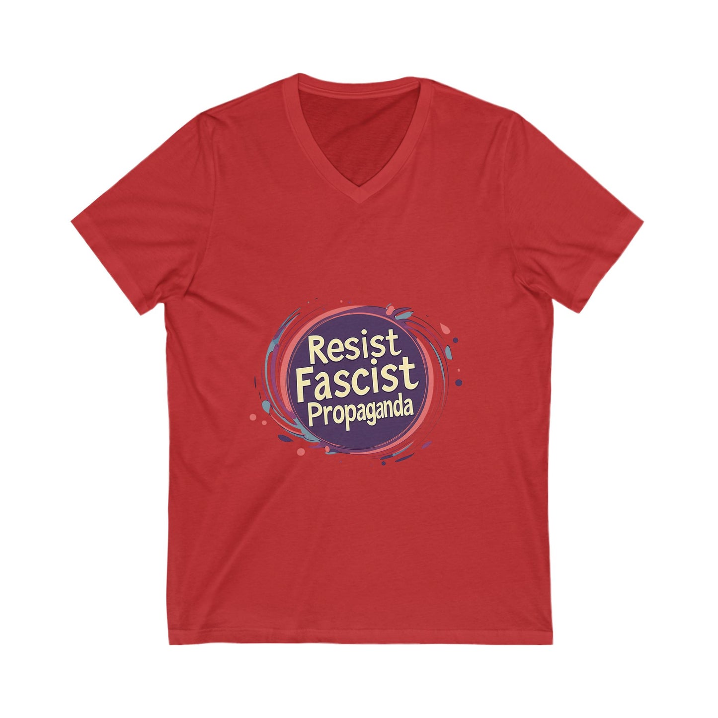 Anti-Fascist V-Neck T-Shirt | Resist Propaganda Art | Activist Unisex Tee