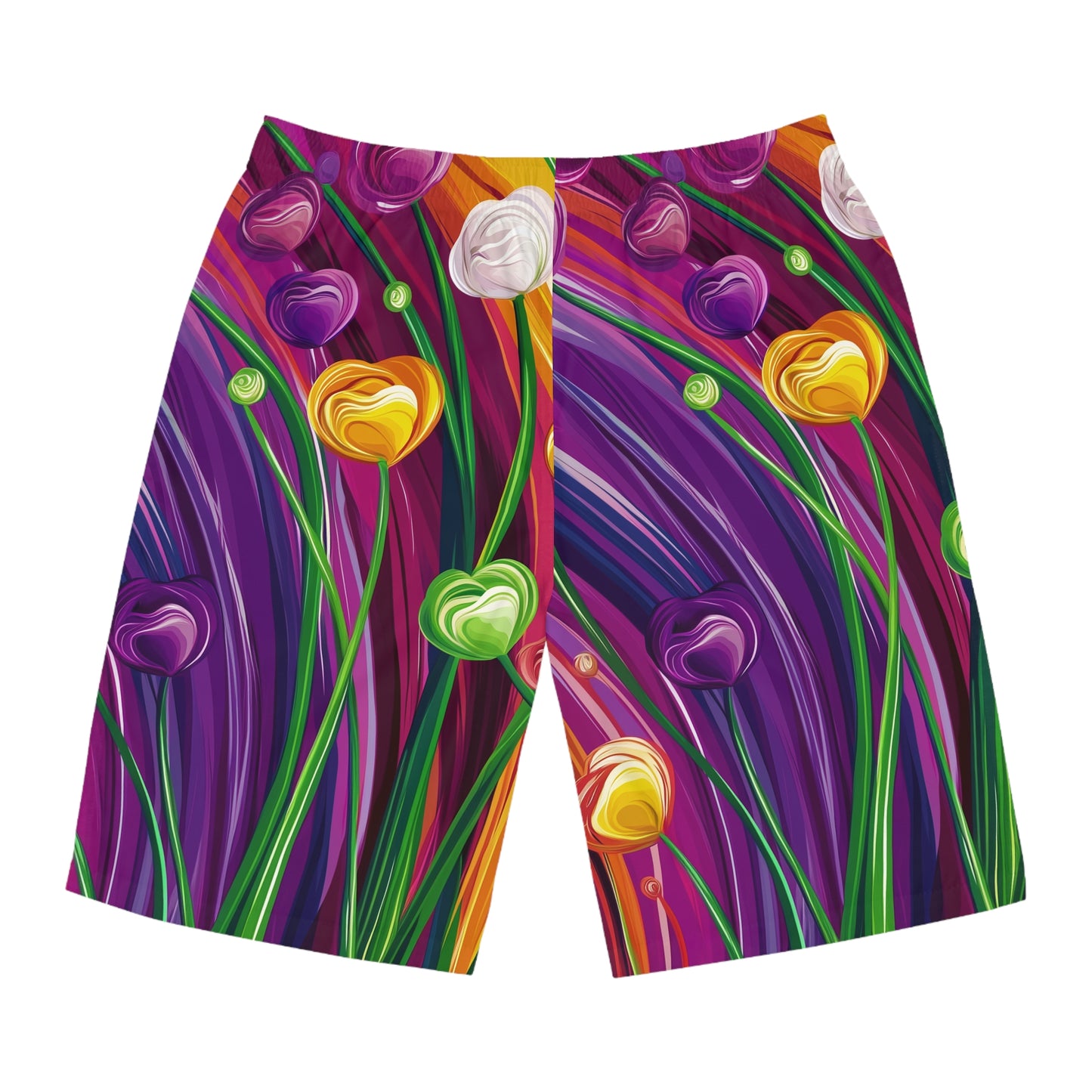 Vibrant Tulip Flow Athletic Shorts | Artistic Floral Design
