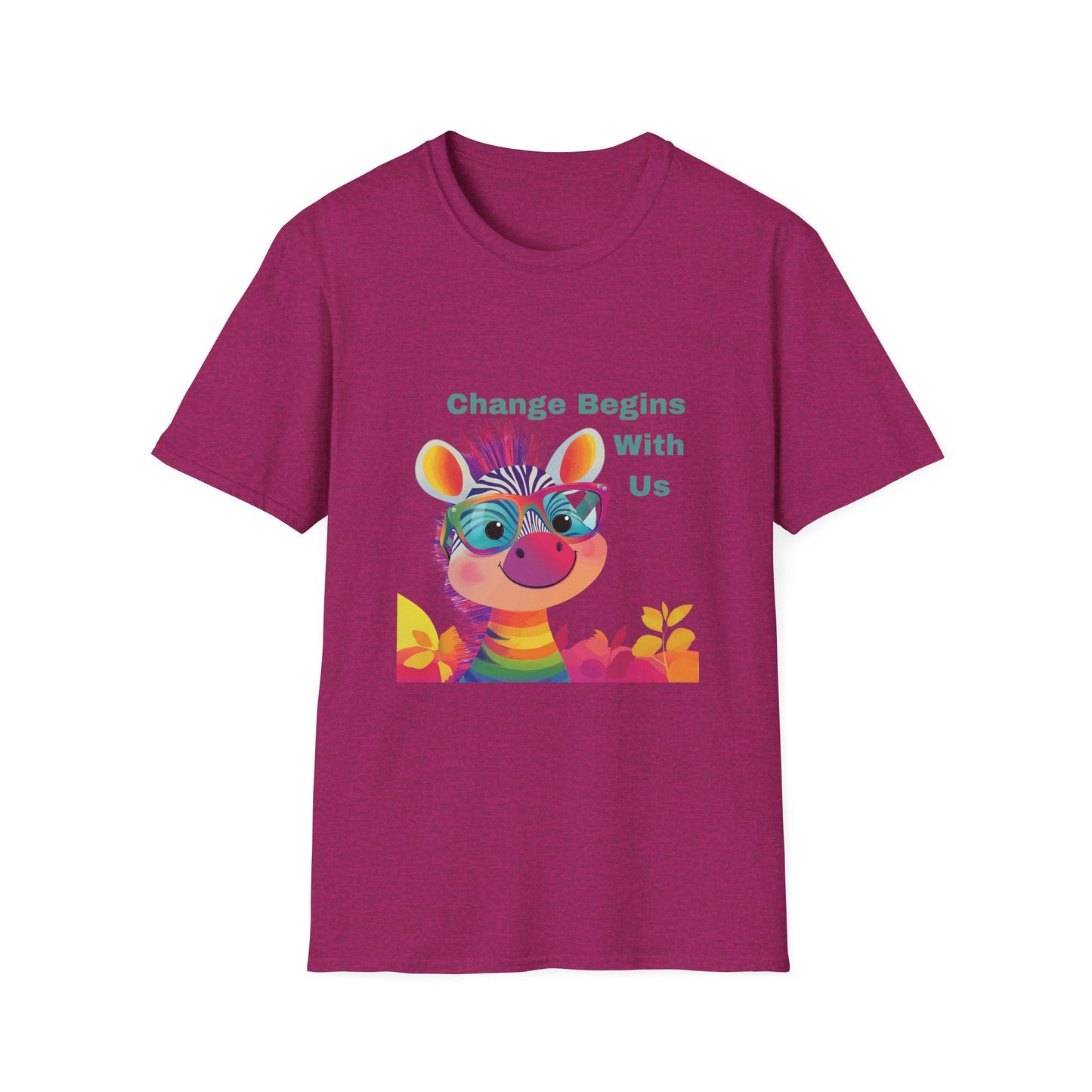 Cute Activist Giraffe T-Shirt | Change Begins With Us | Kawaii Empowerment Tee