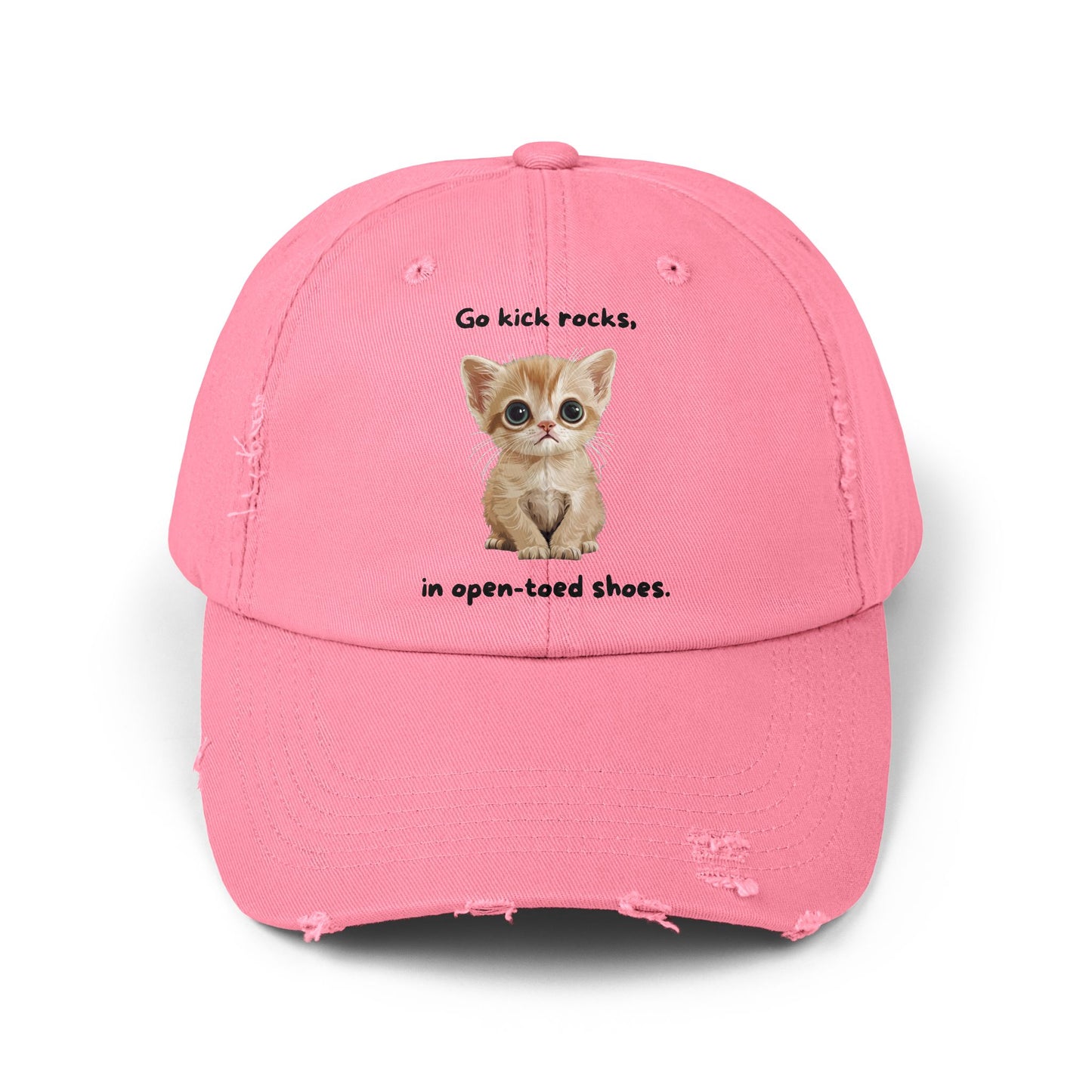 Distressed Cat Cap | Eco-Friendly Kitten Baseball Hat | Sustainable Fashion Statement