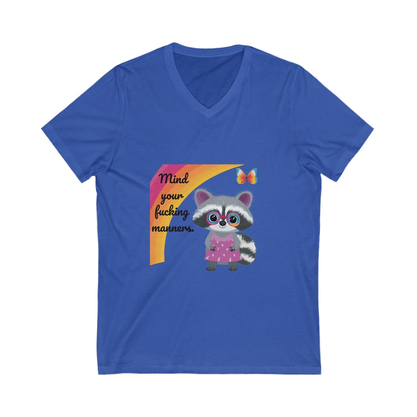 Sassy Raccoon V-Neck T-Shirt | Kawaii Animal Attitude | Cute Unisex Tee
