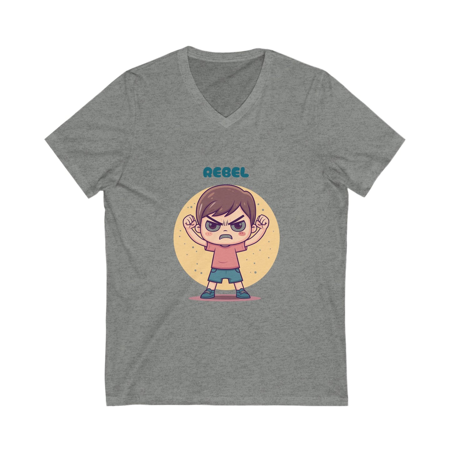 Rebel Kawaii Fighter V-Neck T-Shirt | Cute Activist Unisex Tee | Empowerment Design