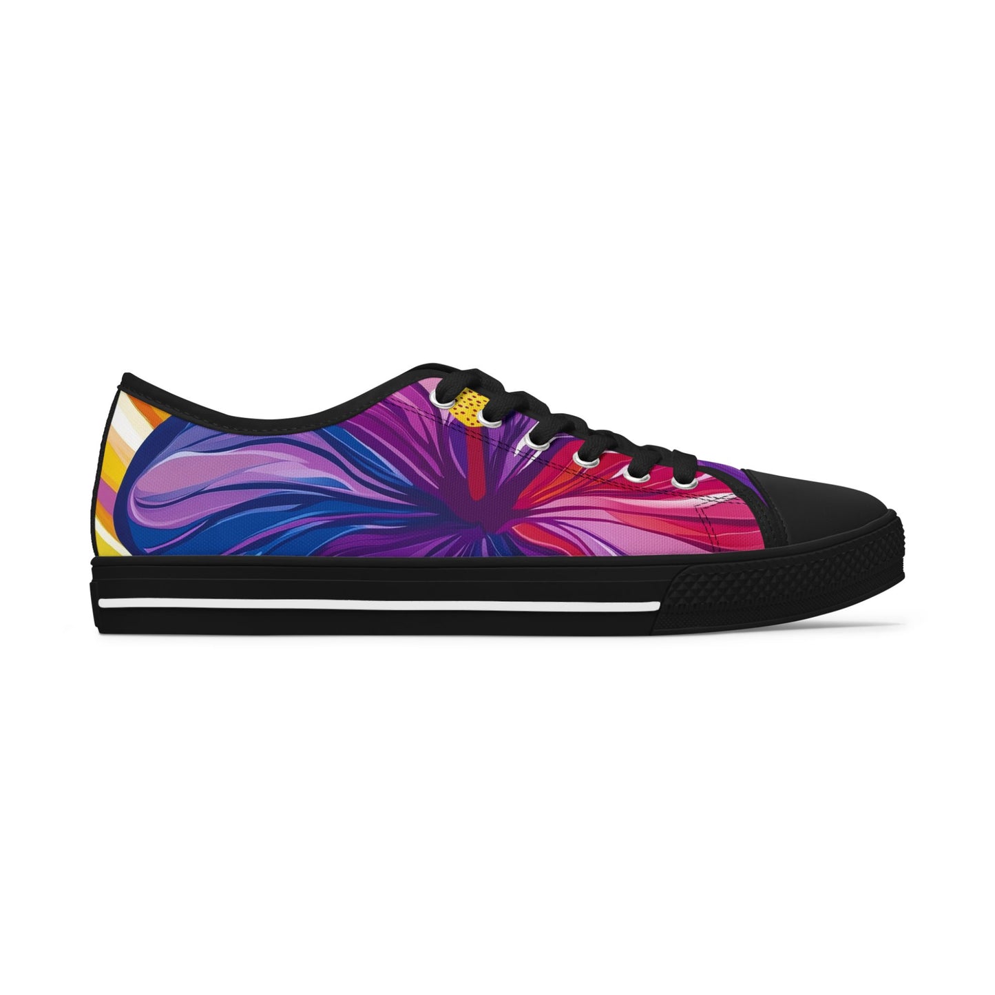 Vibrant Hibiscus Low Top Canvas Sneakers | Rainbow Pride Floral Shoes