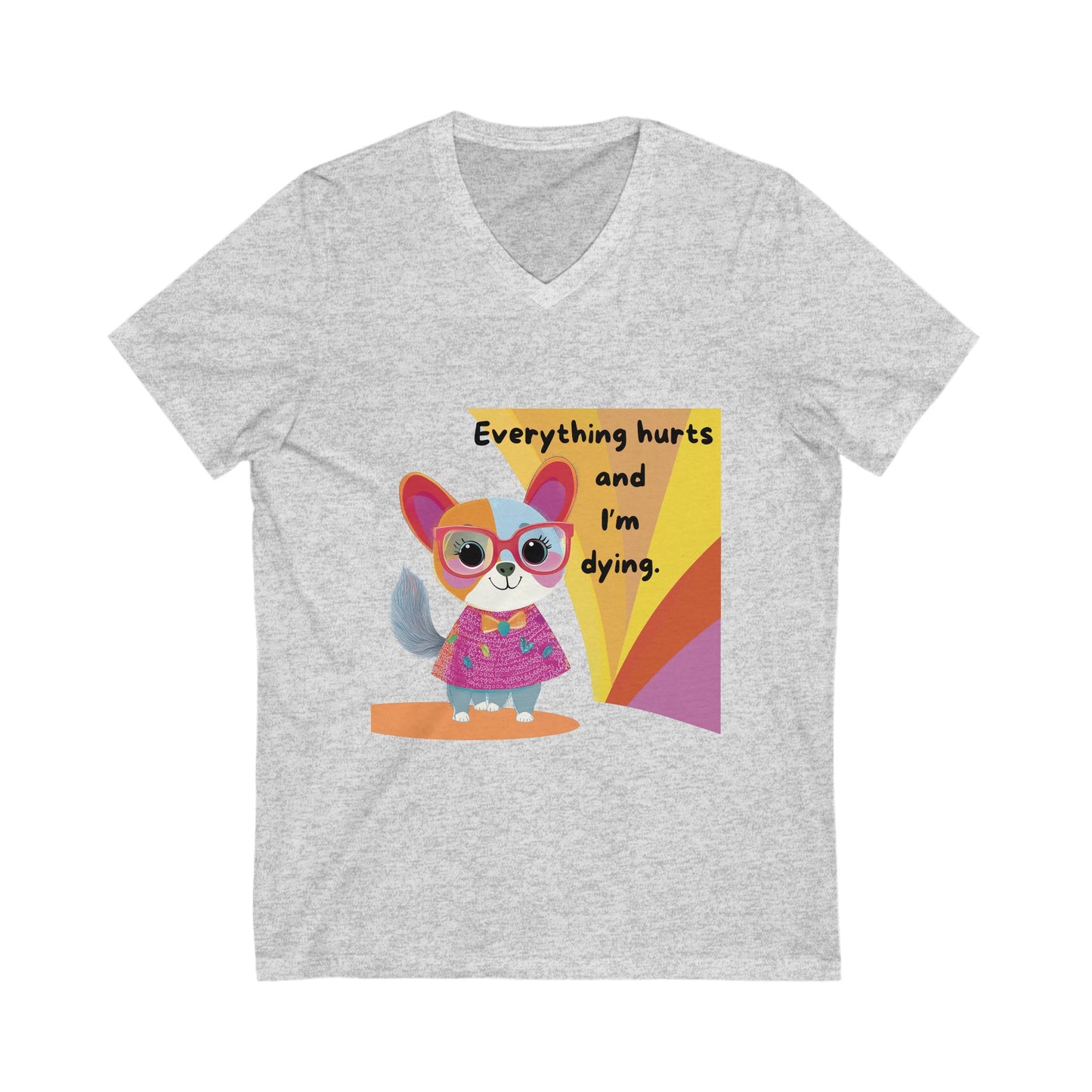 Kawaii Cat Chronic Pain V-Neck | Cute Dark Humor Disability Tee