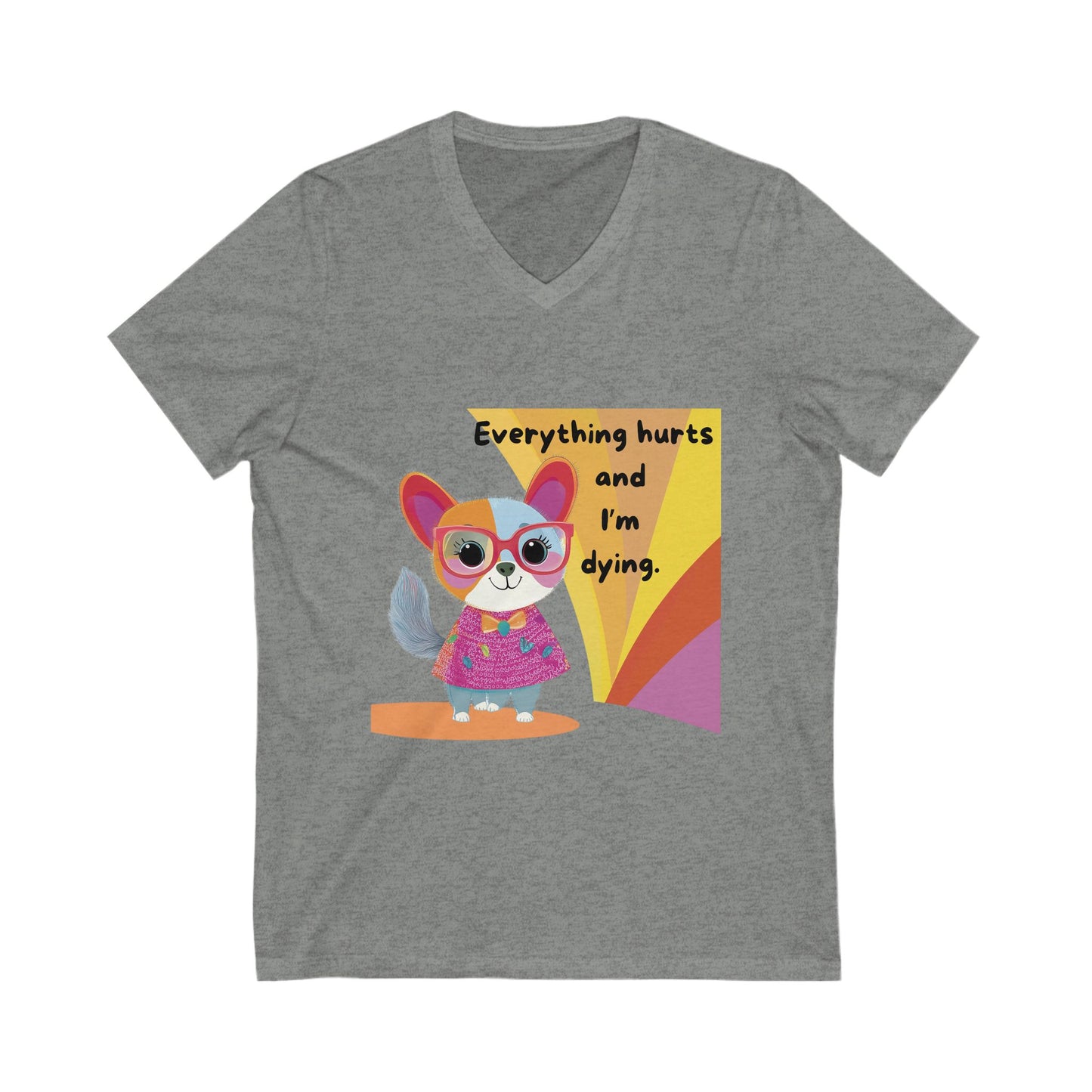 Kawaii Cat Chronic Pain V-Neck | Cute Dark Humor Disability Tee
