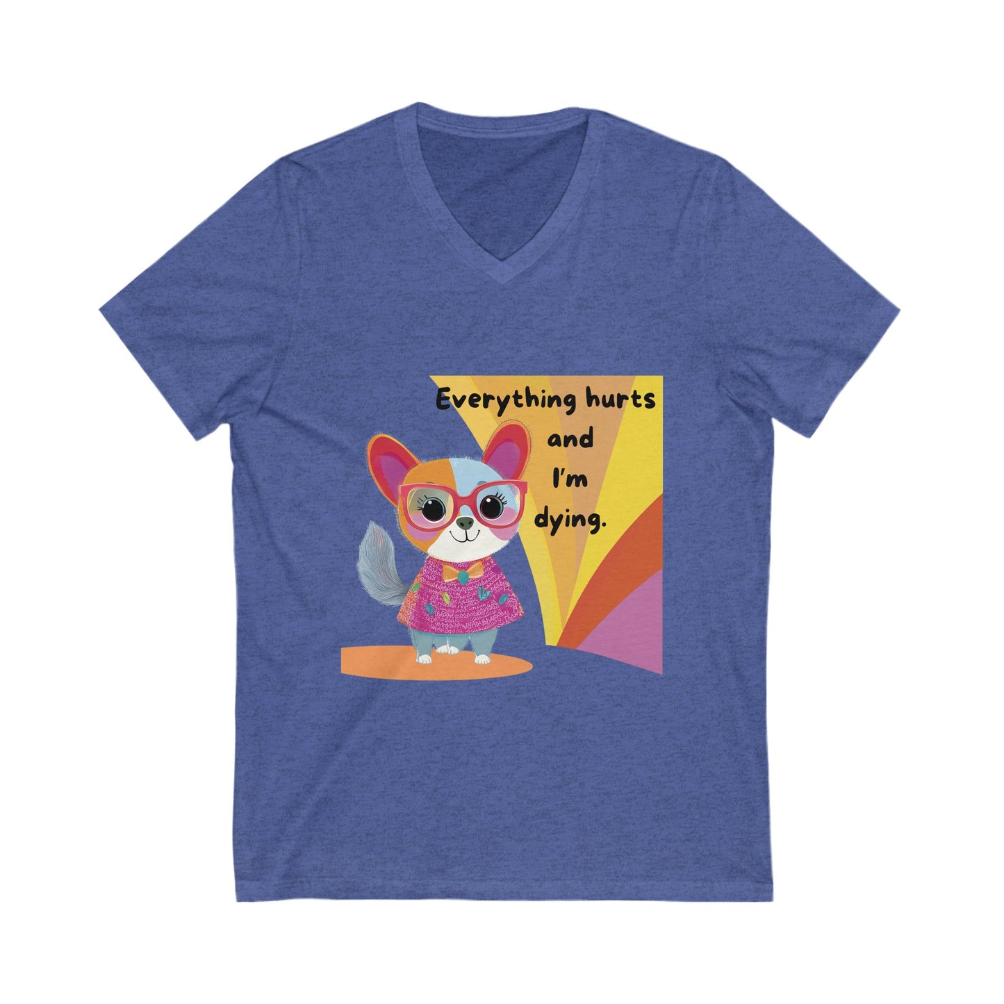 Kawaii Cat Chronic Pain V-Neck | Cute Dark Humor Disability Tee