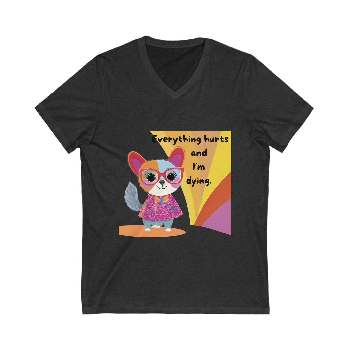 Kawaii Cat Chronic Pain V-Neck | Cute Dark Humor Disability Tee