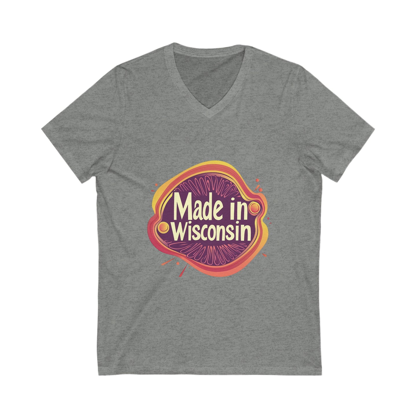 Made in Wisconsin Retro V-Neck T-Shirt | Vintage State Pride Unisex Tee