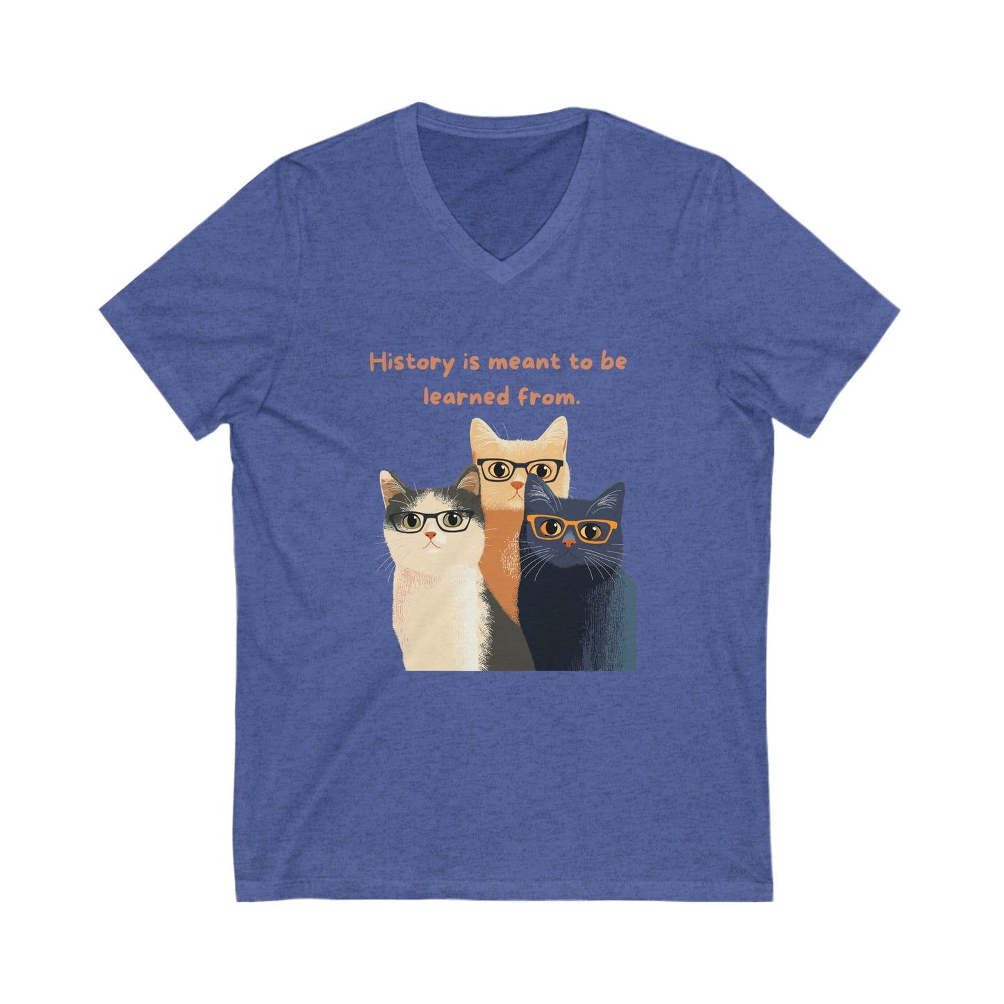 Wise Cats V-Neck T-Shirt | History Teacher Gift | Intellectual Cat Lover Unisex Tee
