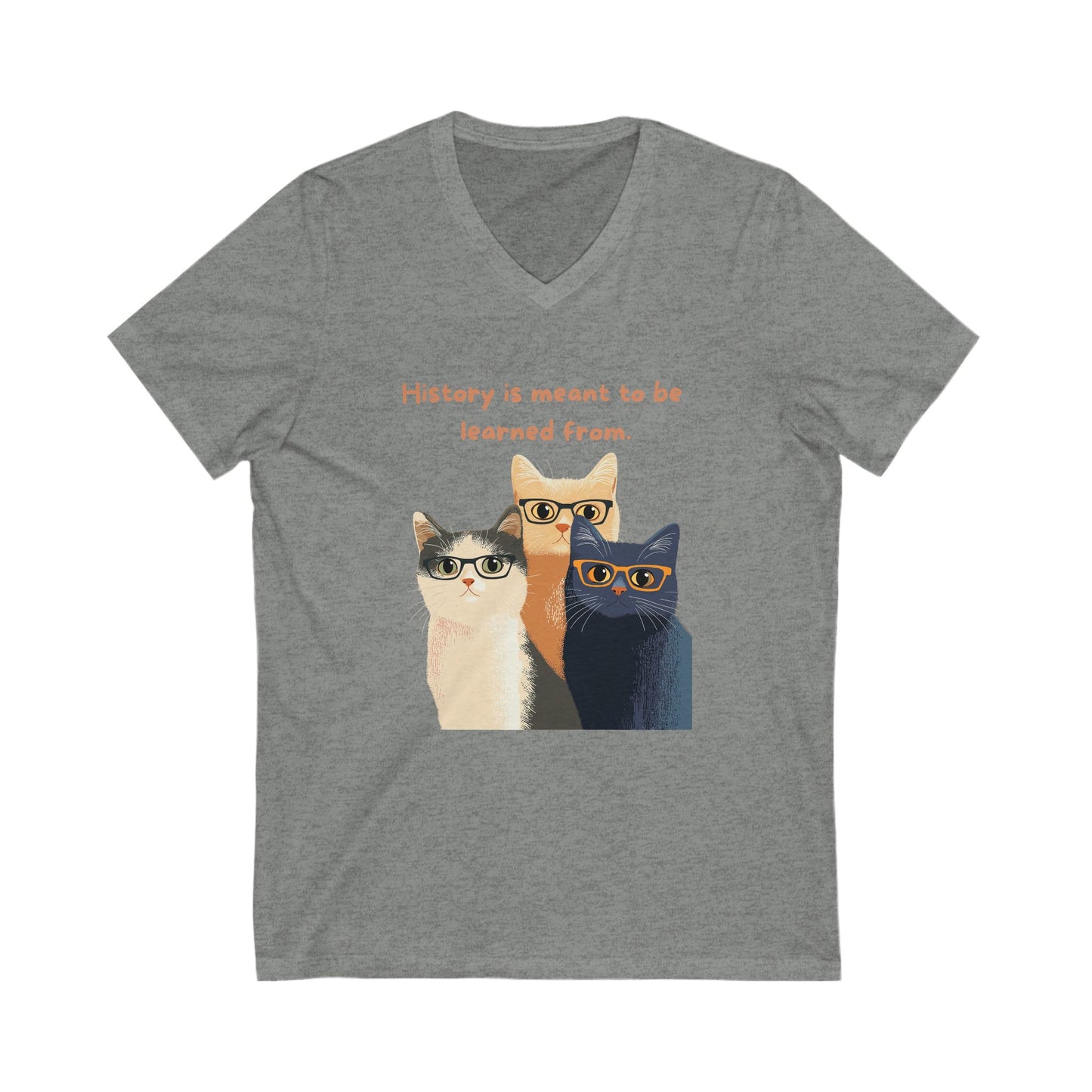 Wise Cats V-Neck T-Shirt | History Teacher Gift | Intellectual Cat Lover Unisex Tee