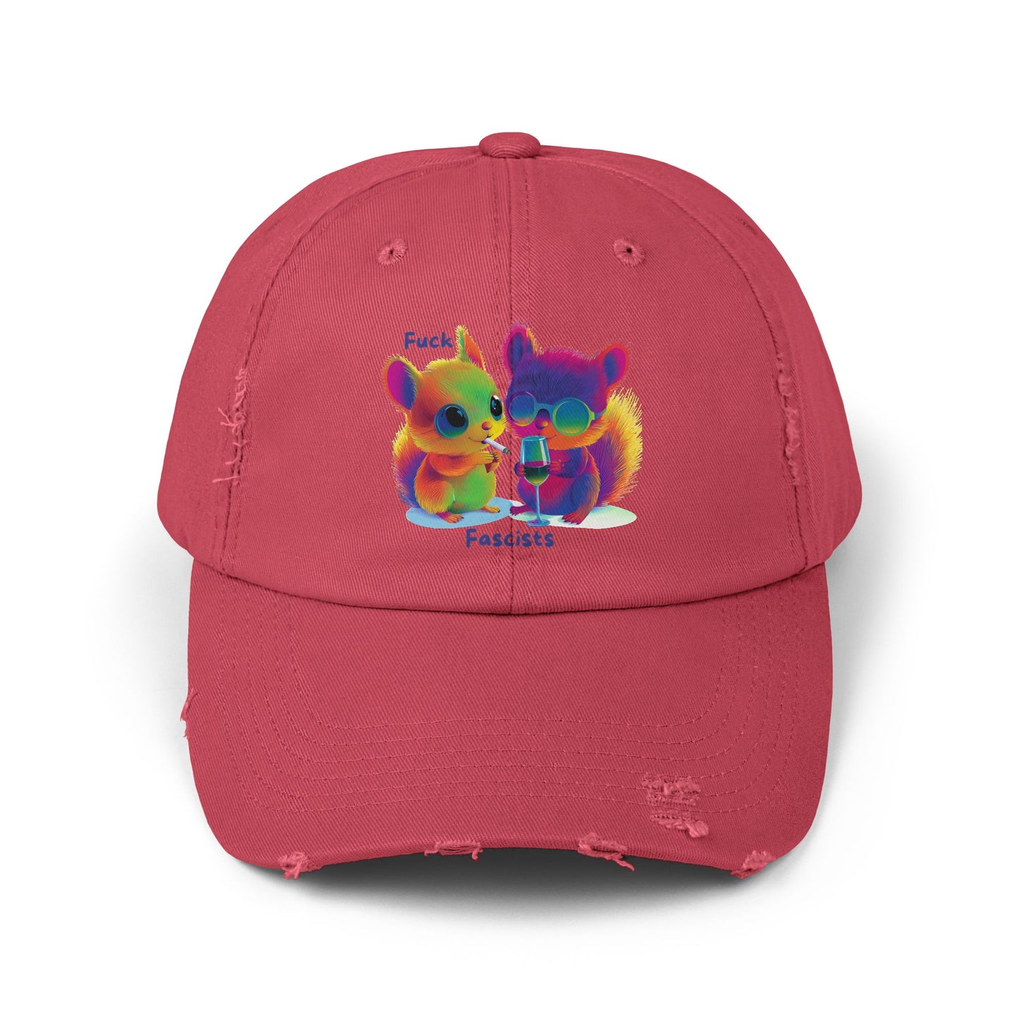 Kawaii Anti-Fascist Distressed Dad Hat | Cute Resistance Cotton Cap