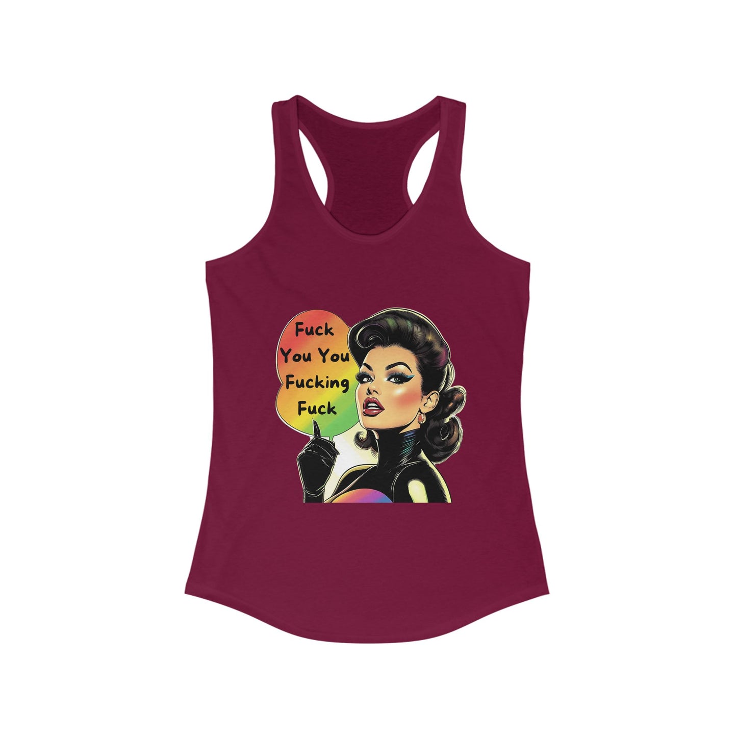 Retro Pin-Up Sassy Speech Rainbow Tank | Vintage Style Statement Racerback