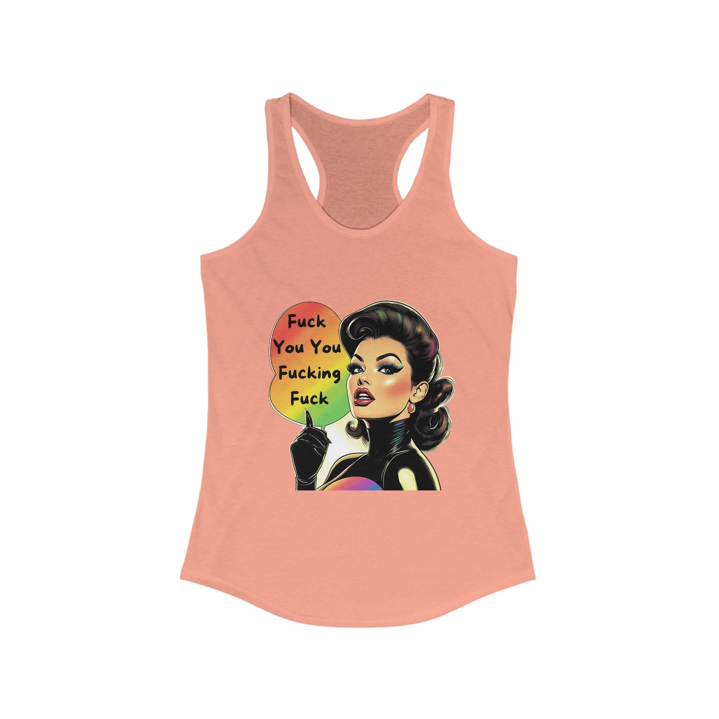 Retro Pin-Up Sassy Speech Rainbow Tank | Vintage Style Statement Racerback
