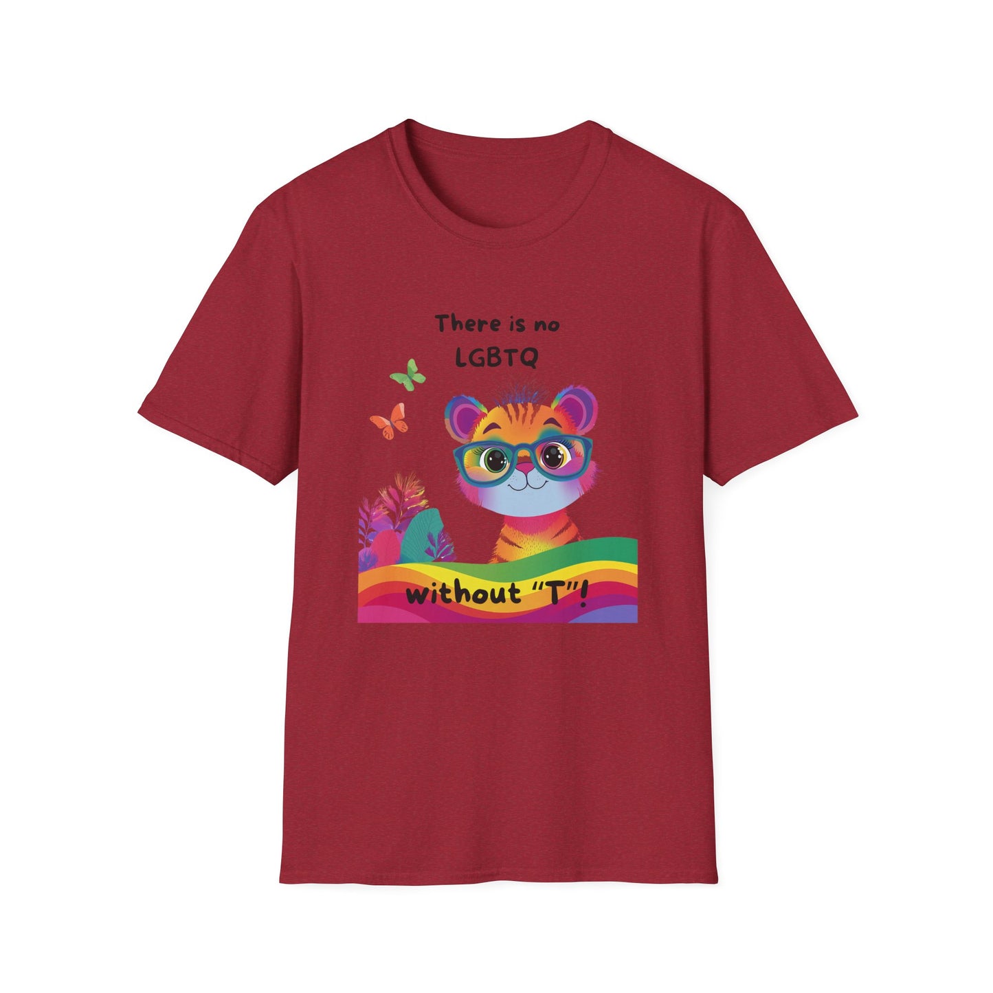 Cute Trans Rights Tiger T-Shirt | LGBTQ Kawaii Pride Activist Tee