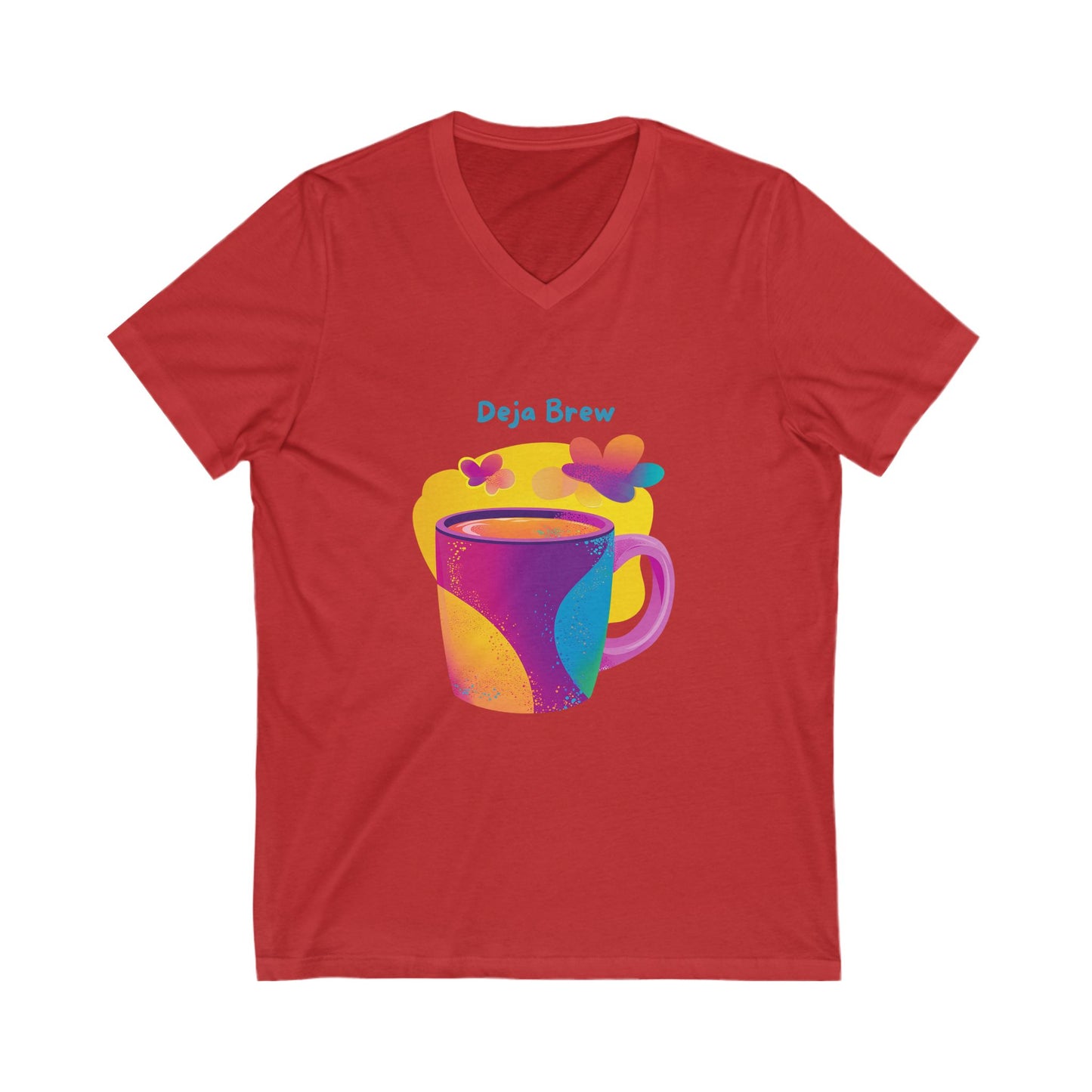 Deja Brew V-Neck T-Shirt | Mystic Coffee Mug Design | Kawaii Coffee Lover Gift