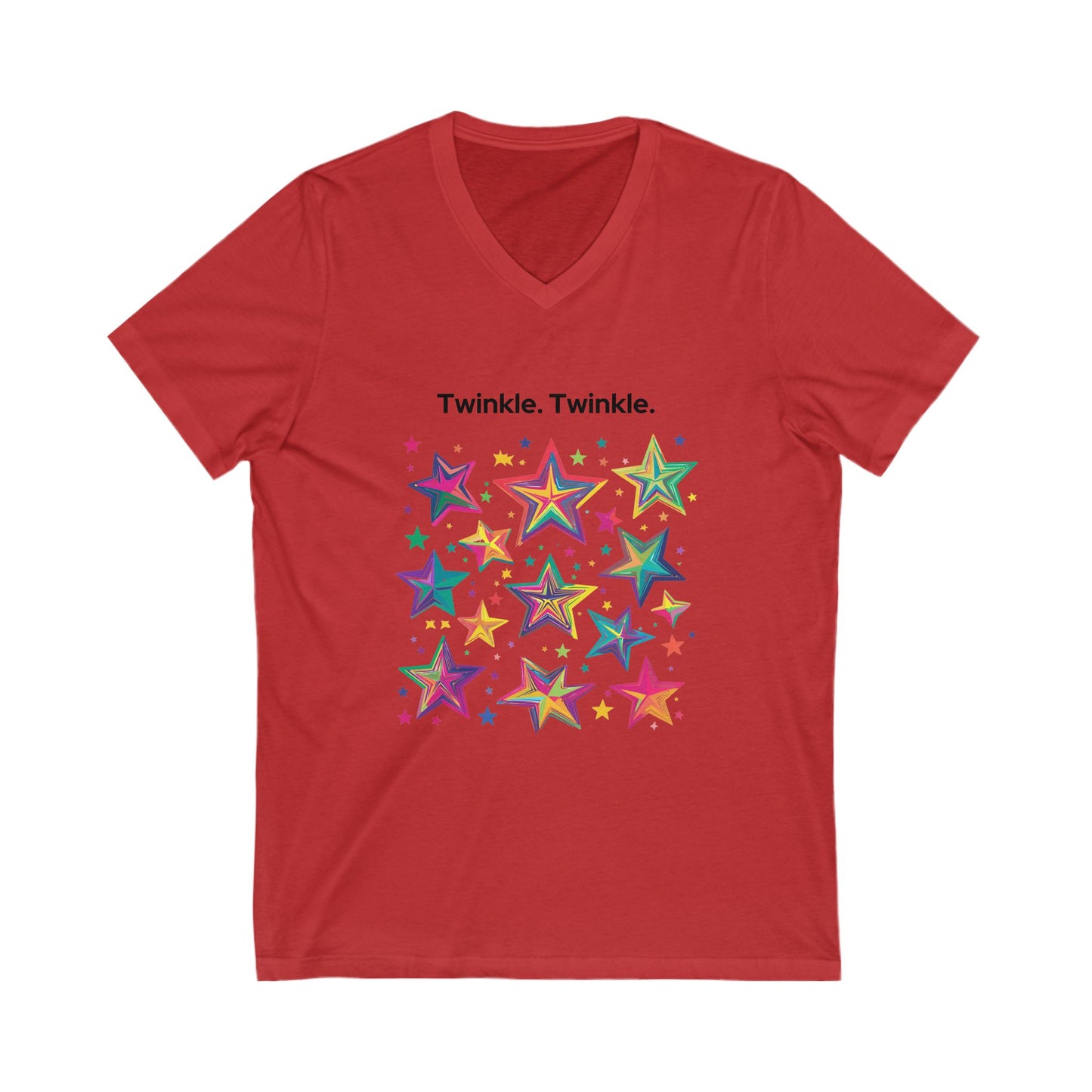 Rainbow Pride Stars V-Neck T-Shirt | LGBTQ+ Kawaii Design | Unisex Pride Tee