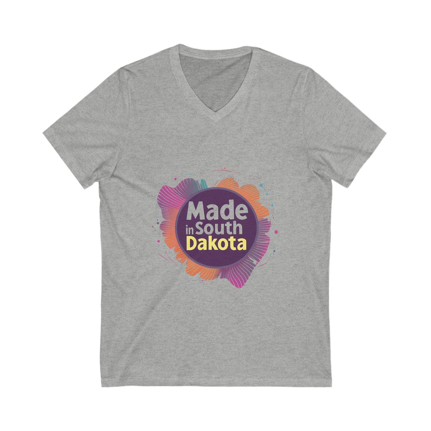 Made in South Dakota V-Neck T-Shirt | Retro State Pride Design | Gradient Circle Unisex Tee