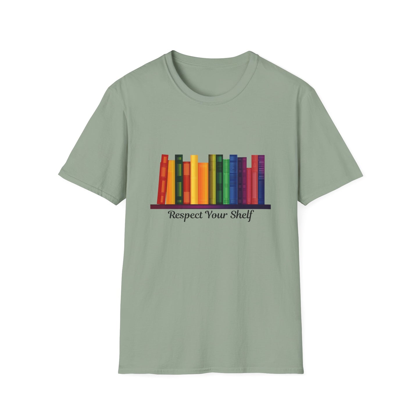 Respect Your Shelf Pride Bookshelf T-Shirt | Cute Bookworm Gift