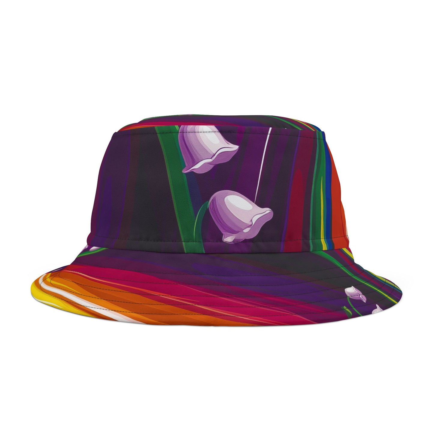 Purple Lily Rainbow Pride Bucket Hat | LGBTQ+ Floral Accessory