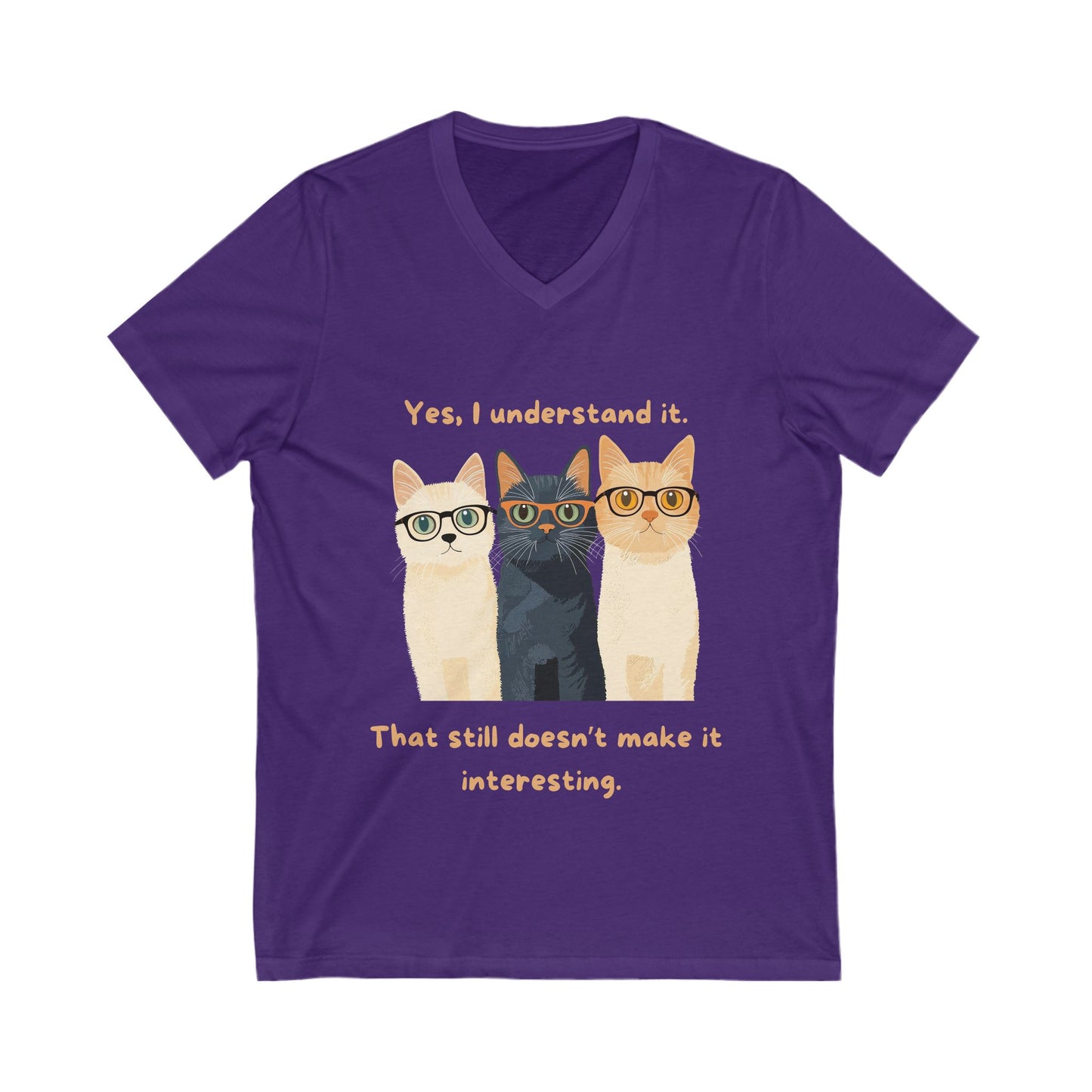 Sarcastic Cats V-Neck T-Shirt | Nerdy Cats with Glasses | Funny Introvert Tee