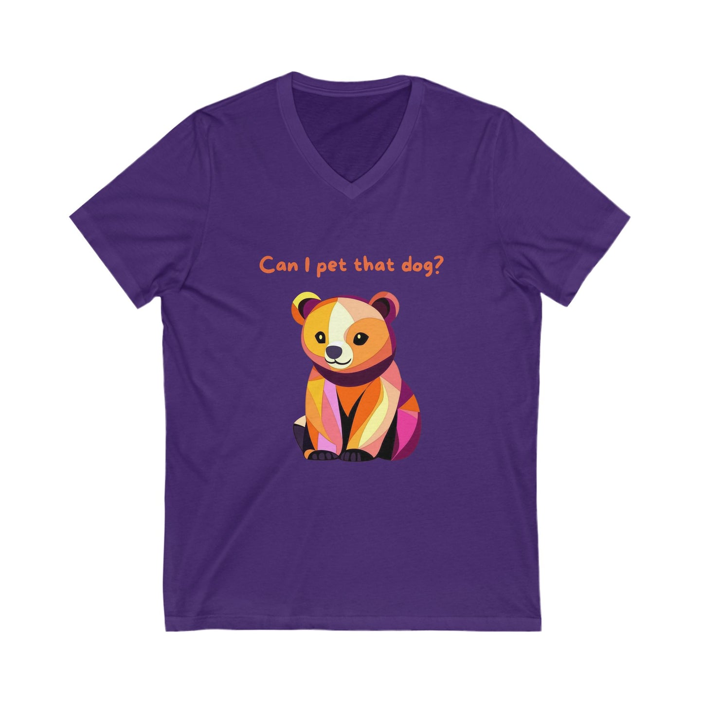 Geometric Dog V-Neck T-Shirt | Cute Puppy Art | Kawaii Pet Lover Gift Tee