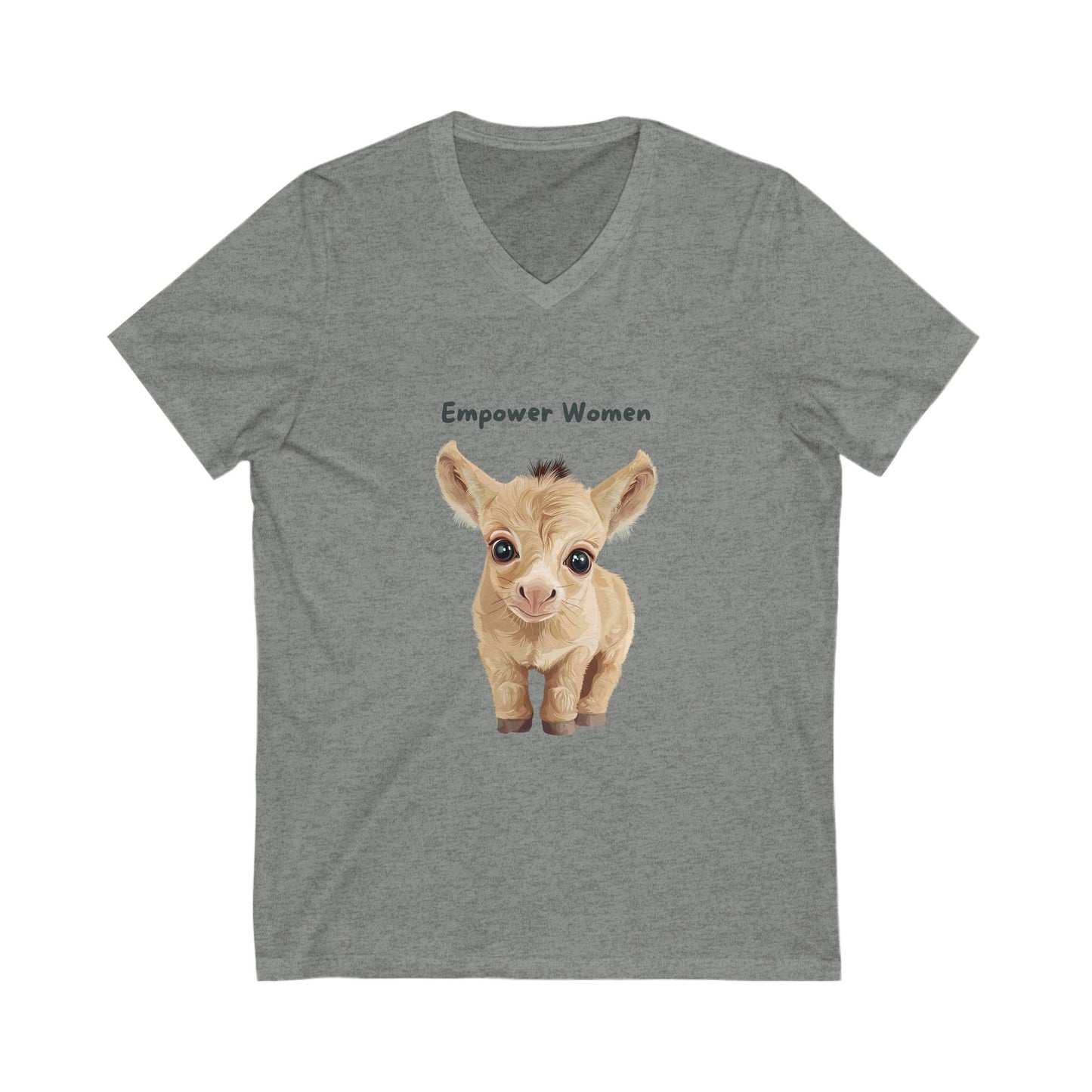 Empowered Baby Goat V-Neck T-Shirt | Cute Animal Feminist Tee | Vegan Women's Rights