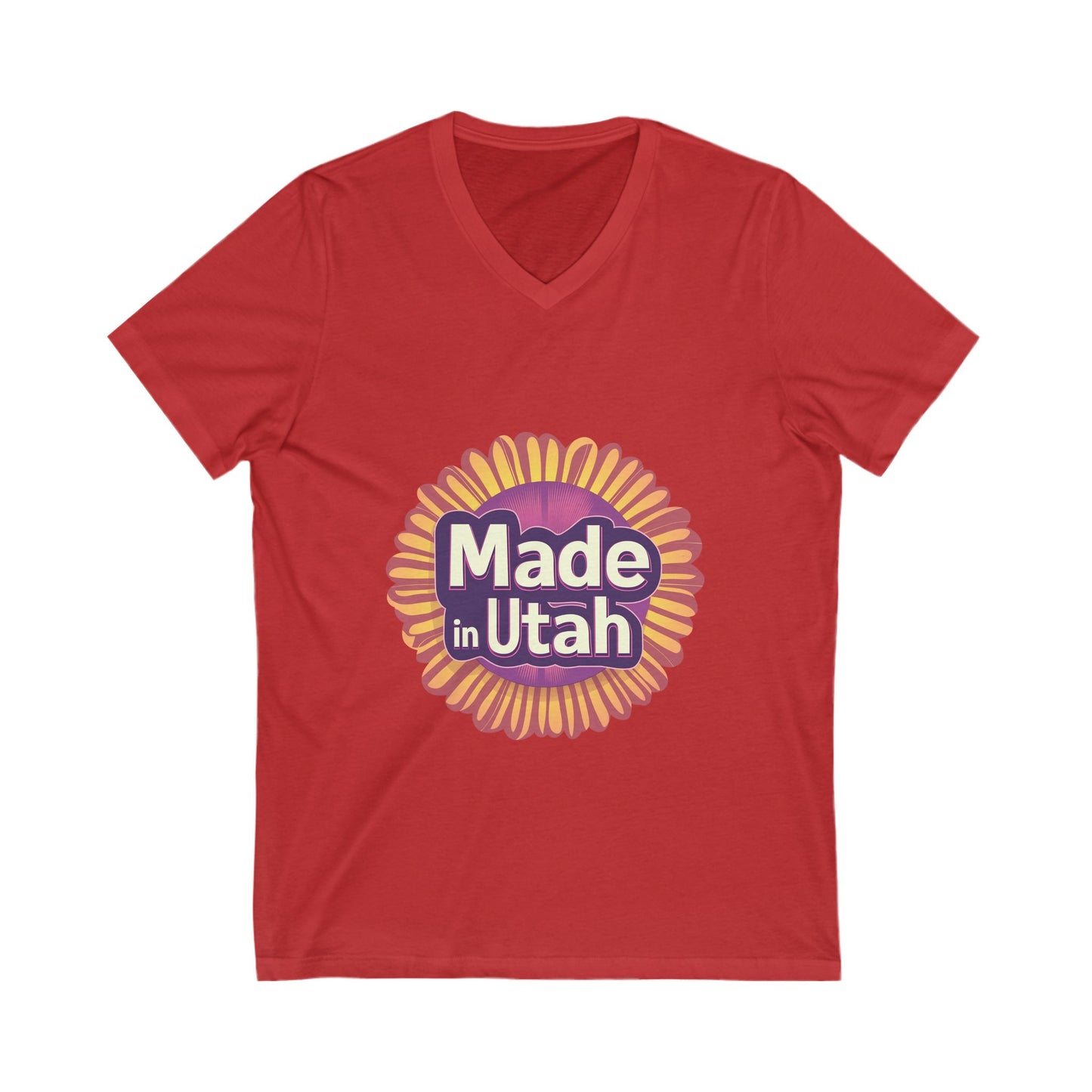 Made in Utah V-Neck T-Shirt | Retro Sunburst State Pride Unisex Tee