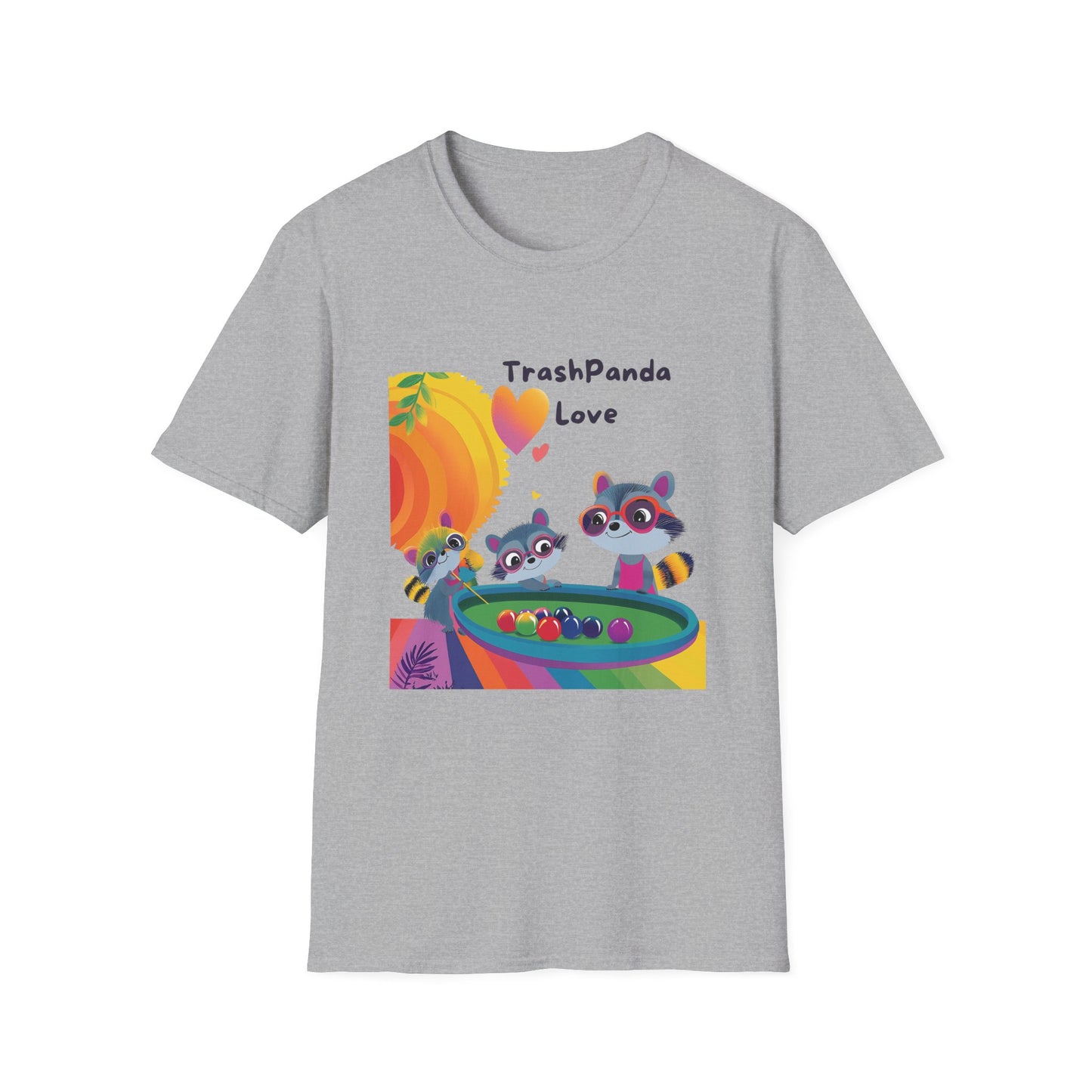 Trash Panda Love Kawaii Raccoon T-Shirt | Cute Animal Pool Party Tee