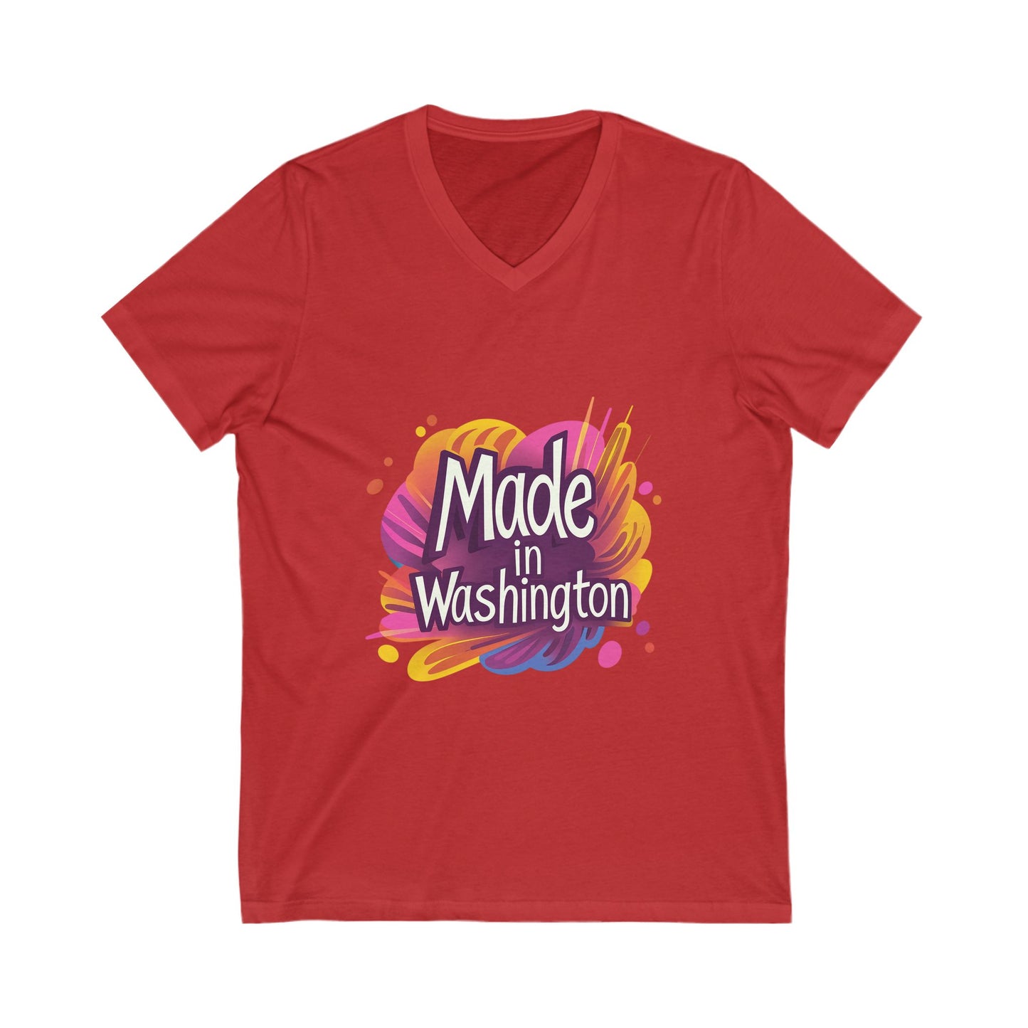 Made in Washington V-Neck T-Shirt | Modern State Pride Art Design | Unisex Premium Tee