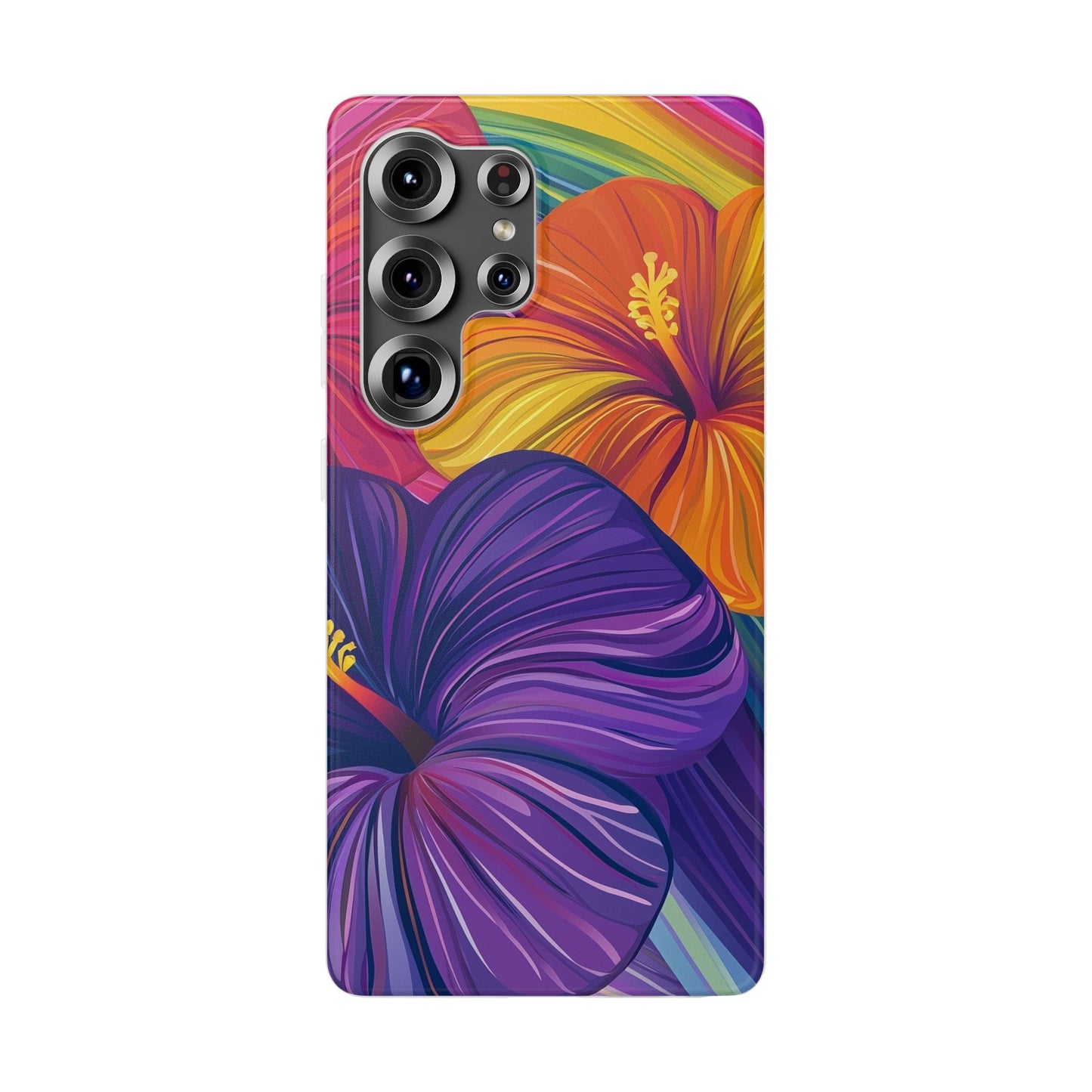 Tropical Hibiscus Rainbow Phone Case | Pride Floral Flexi Case