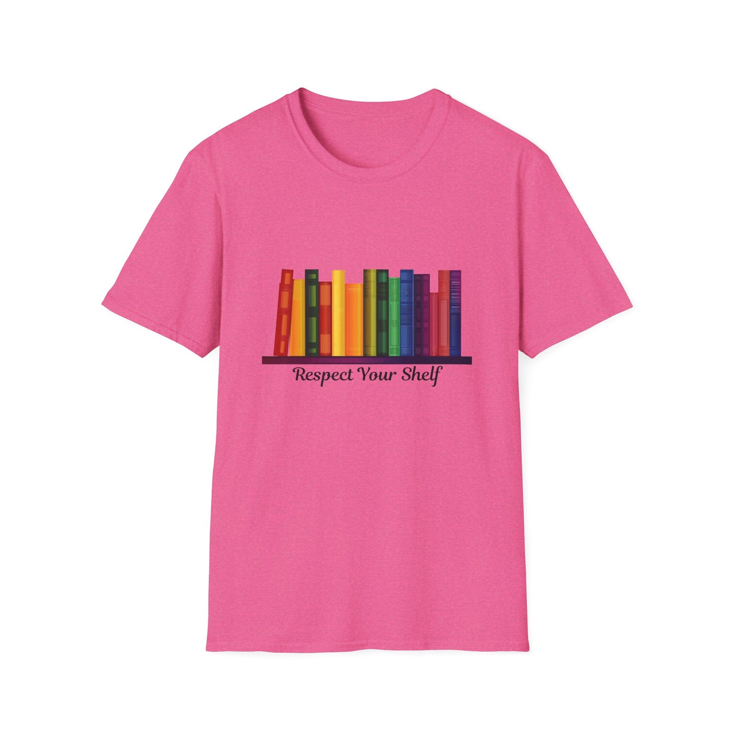 Respect Your Shelf Pride Bookshelf T-Shirt | Cute Bookworm Gift