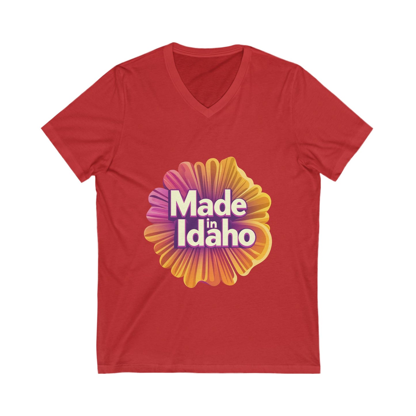Made in Idaho Retro V-Neck T-Shirt | Vintage Sunflower State Pride Unisex Tee