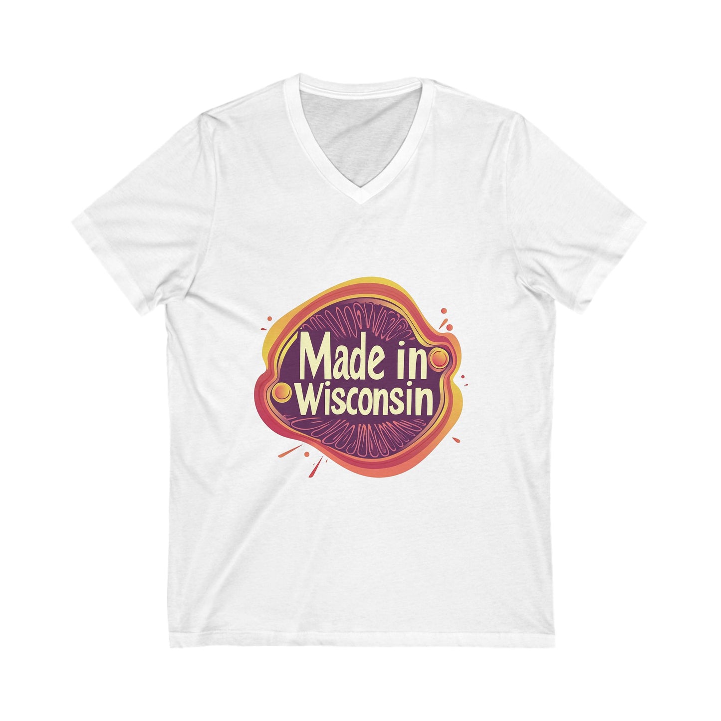 Made in Wisconsin Retro V-Neck T-Shirt | Vintage State Pride Unisex Tee