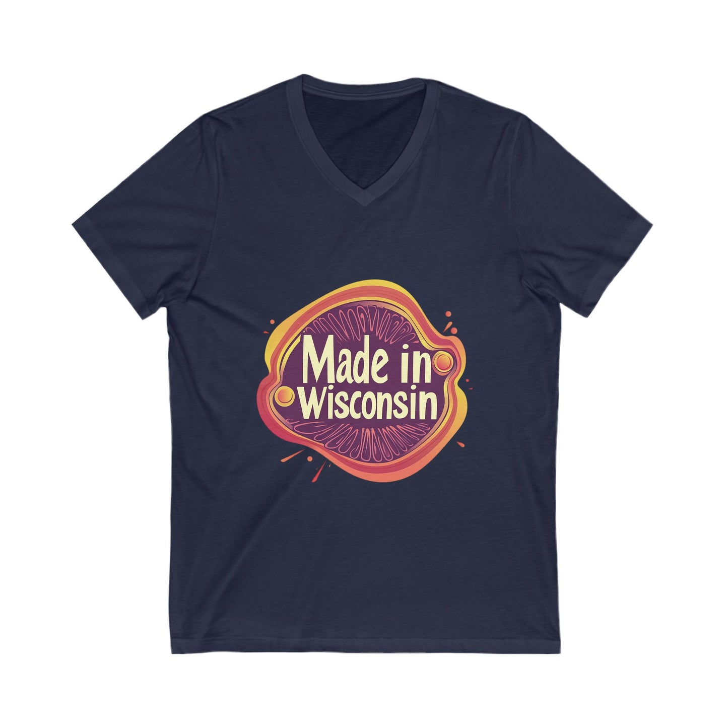 Made in Wisconsin Retro V-Neck T-Shirt | Vintage State Pride Unisex Tee