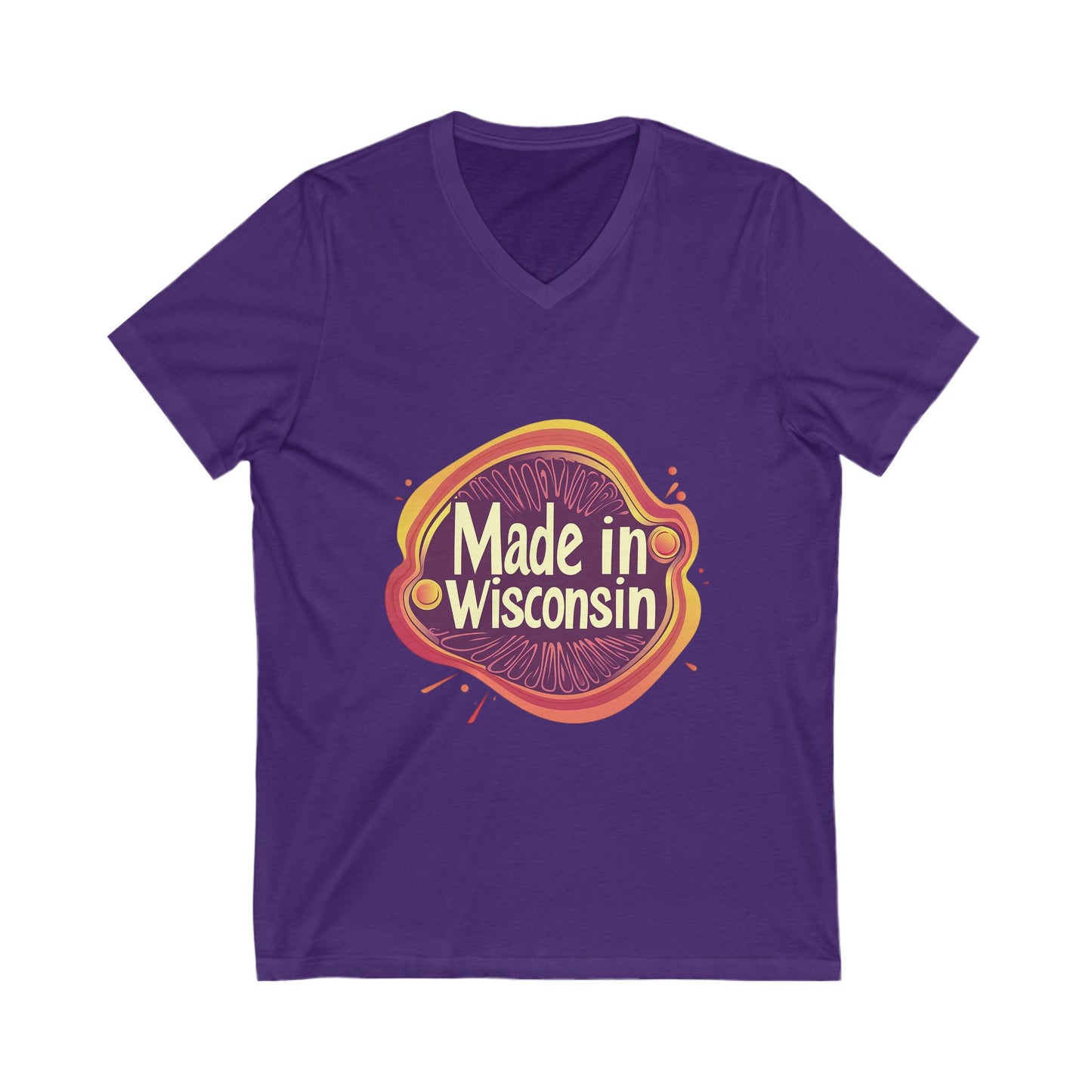 Made in Wisconsin Retro V-Neck T-Shirt | Vintage State Pride Unisex Tee