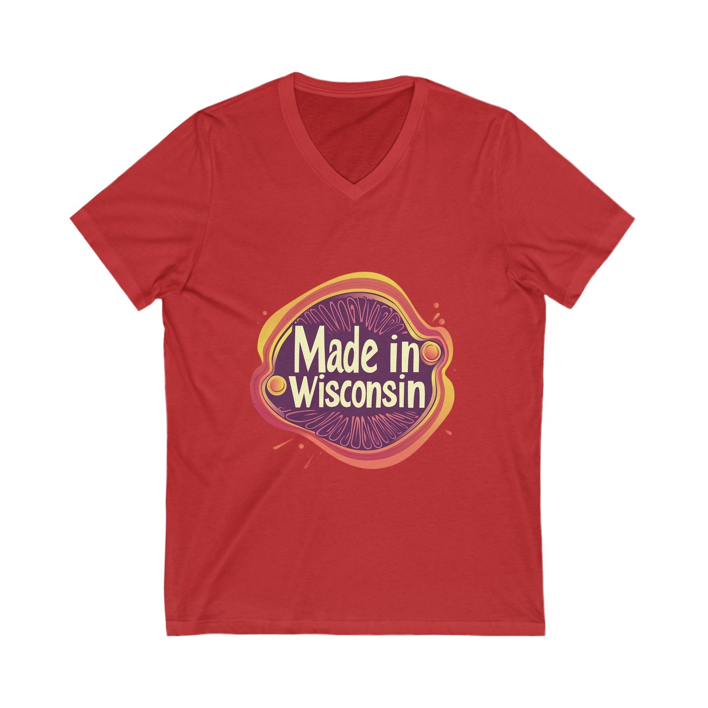 Made in Wisconsin Retro V-Neck T-Shirt | Vintage State Pride Unisex Tee
