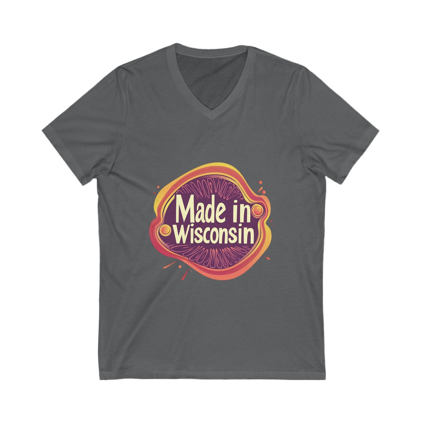 Made in Wisconsin Retro V-Neck T-Shirt | Vintage State Pride Unisex Tee