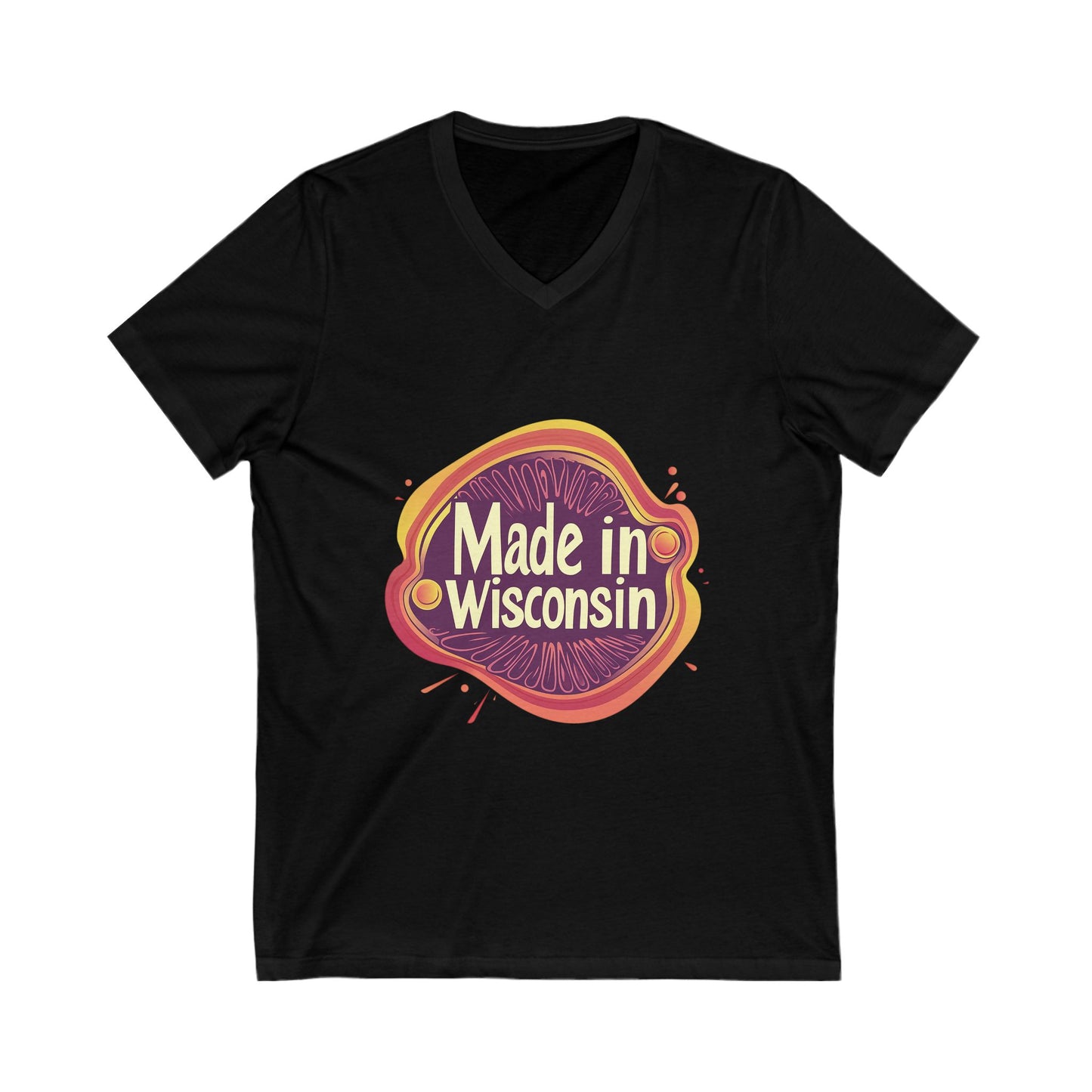 Made in Wisconsin Retro V-Neck T-Shirt | Vintage State Pride Unisex Tee