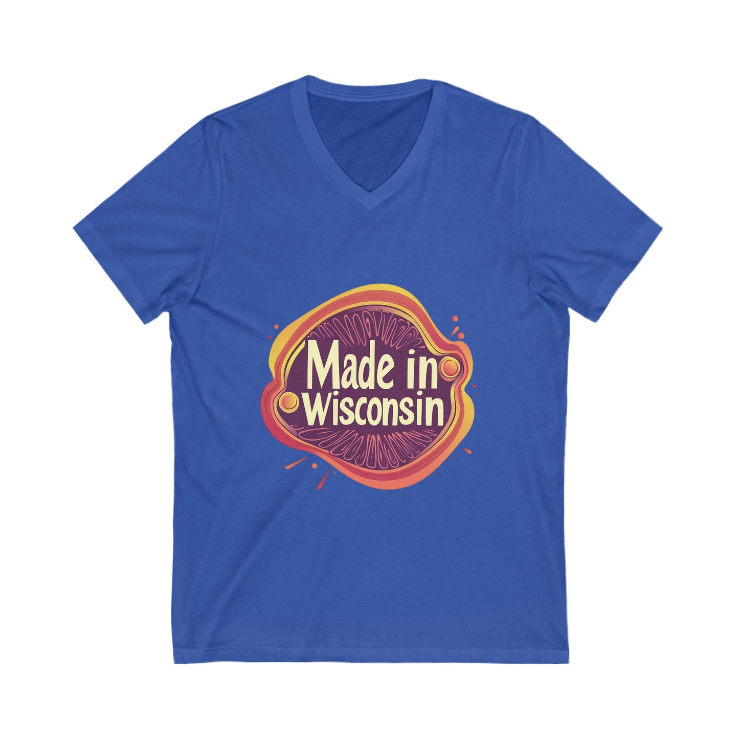 Made in Wisconsin Retro V-Neck T-Shirt | Vintage State Pride Unisex Tee