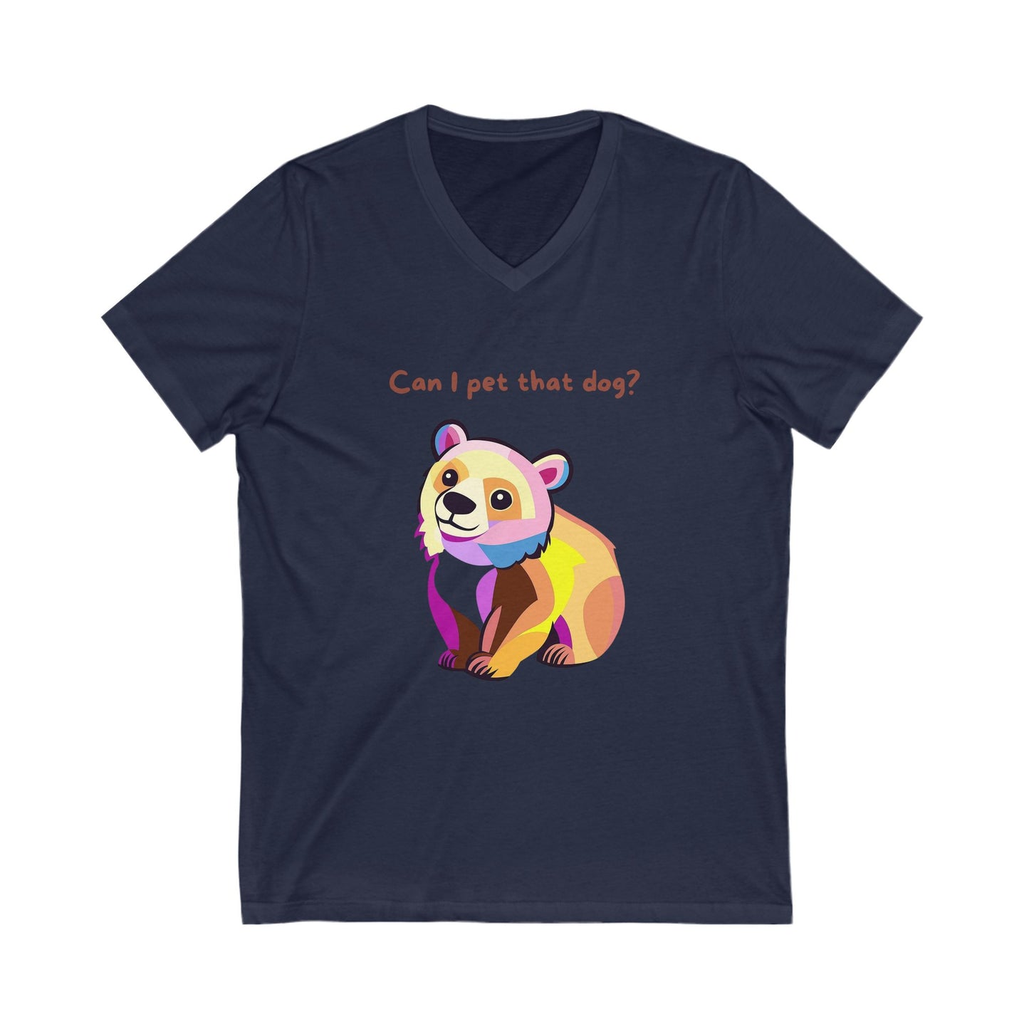 Rainbow Pride Bear Dog V-Neck Tee | Kawaii Pet Lover Gift