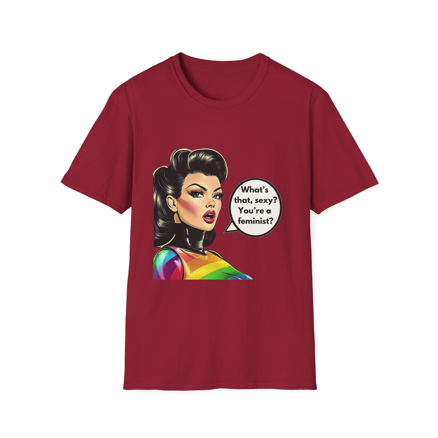 Feminist Pin Up Rainbow T-Shirt | LGBTQ+ Pride Statement Tee
