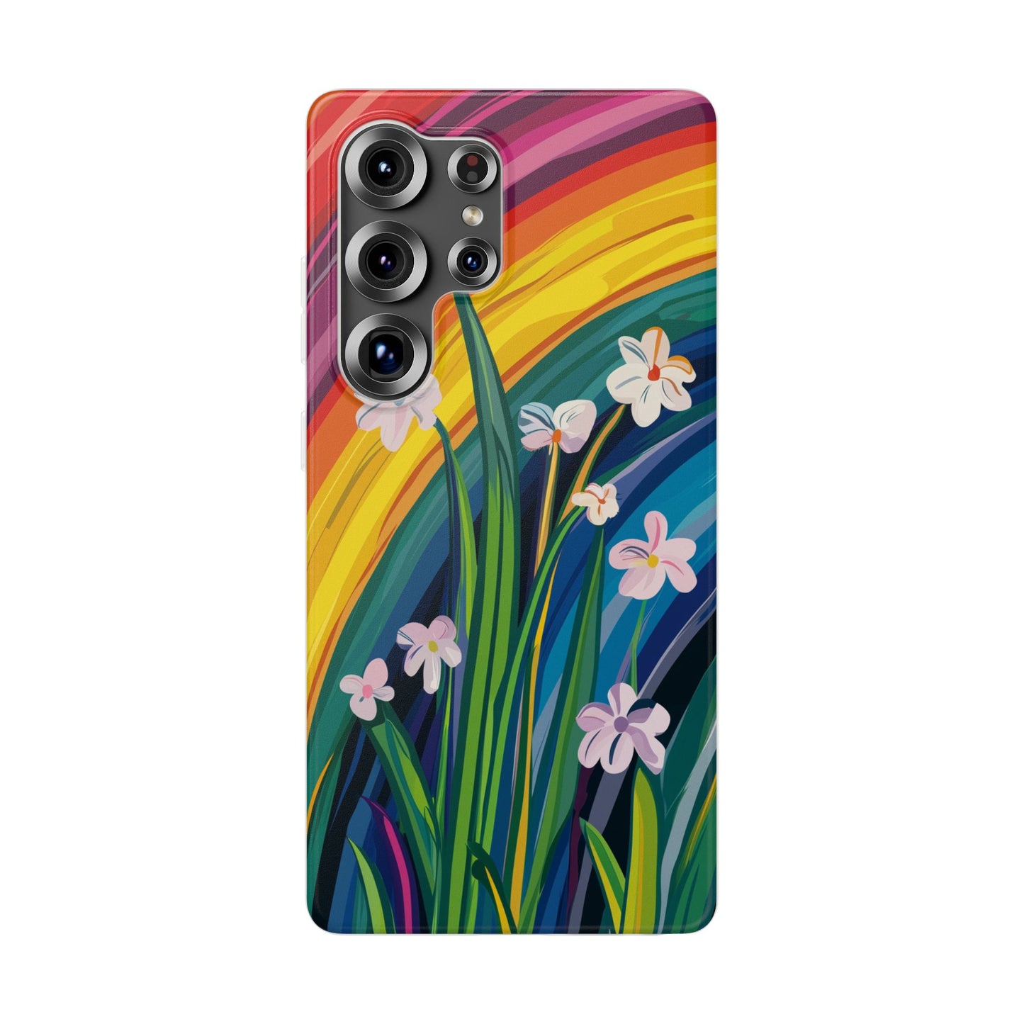 Rainbow Floral Phone Case | Pride Flow Clear TPU Case