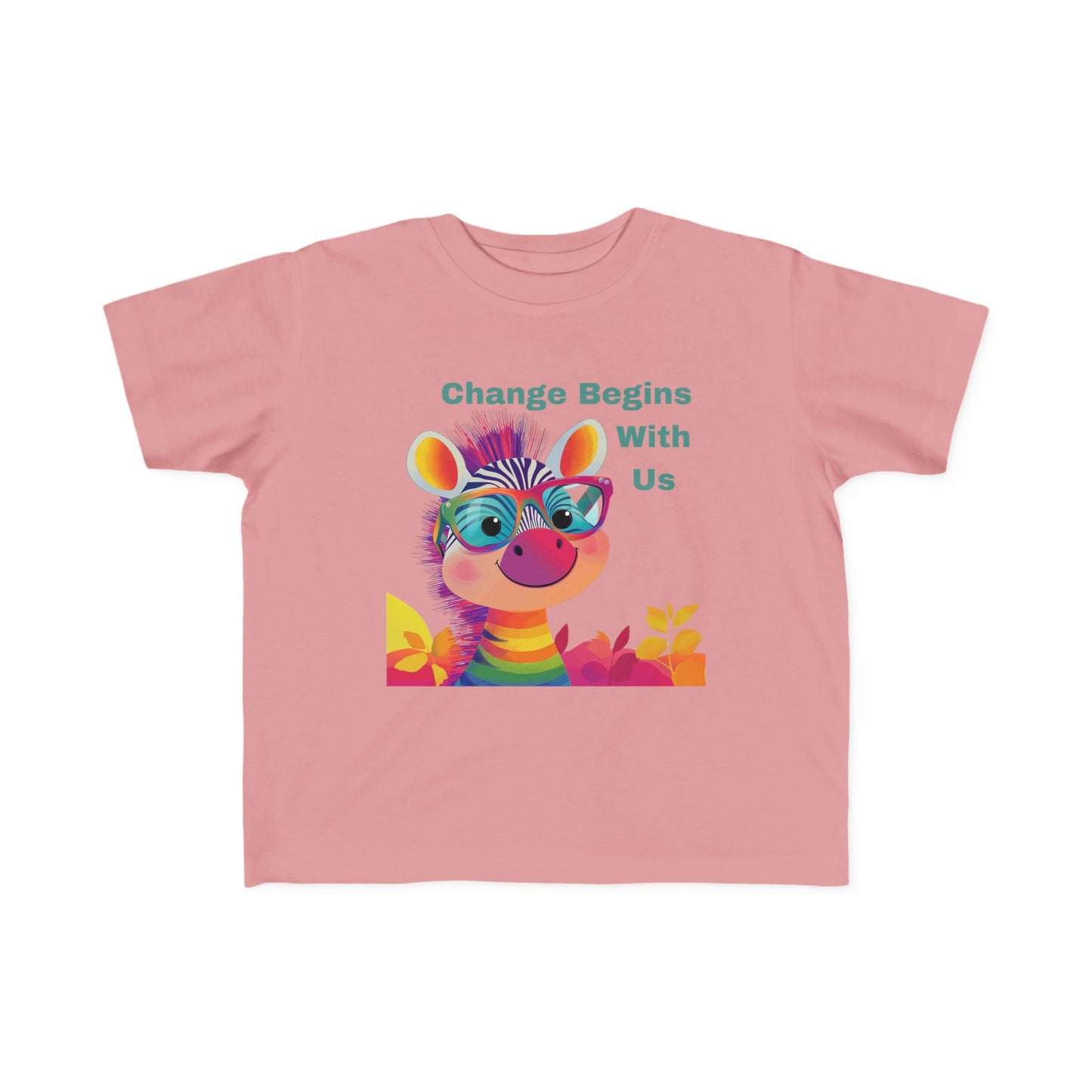 Colorful Zebra Kids T-Shirt | Change Begins With Us | Cute Activist Tee